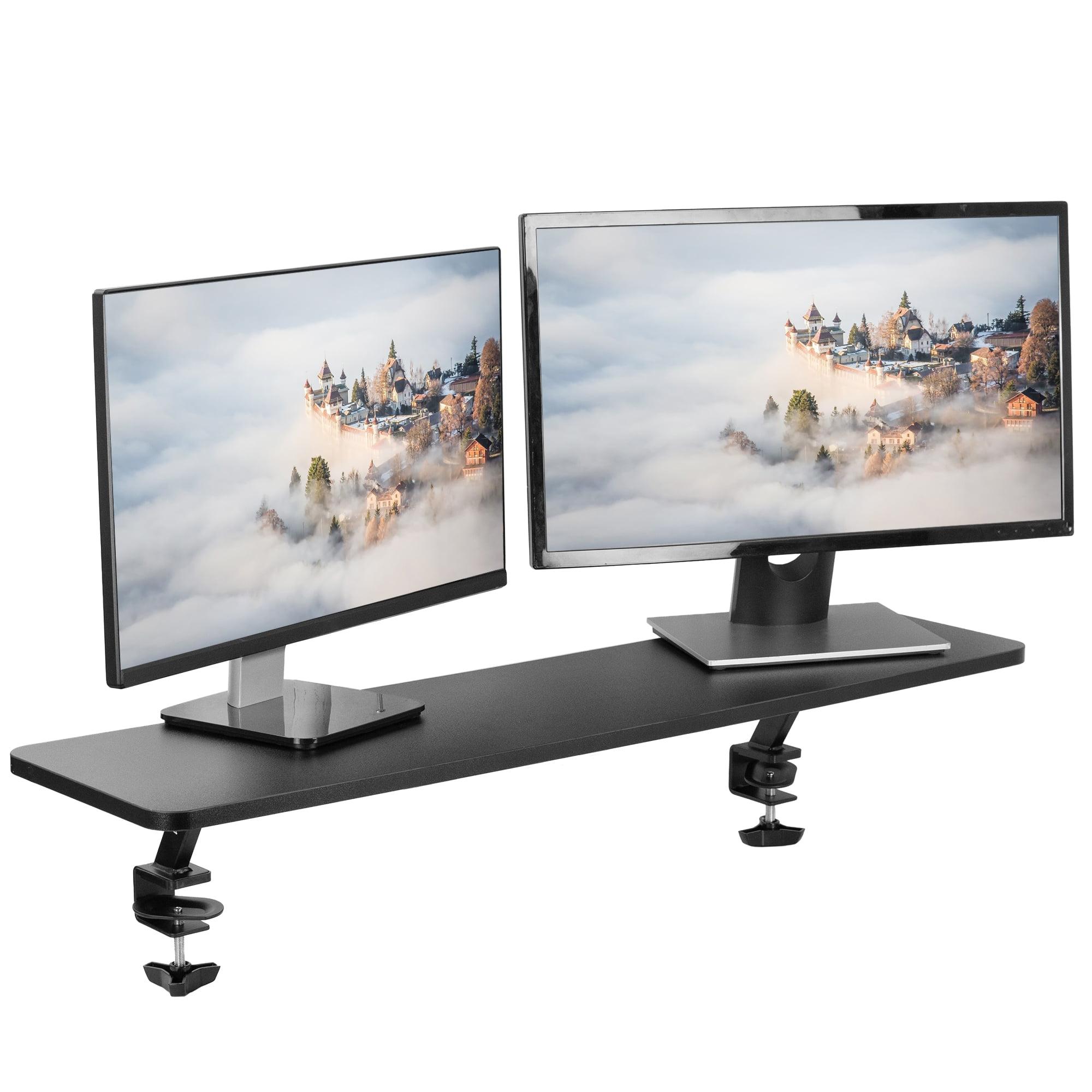 VIVO Ergonomic 40" Black Desk Shelf Riser with Steel C-Clamps