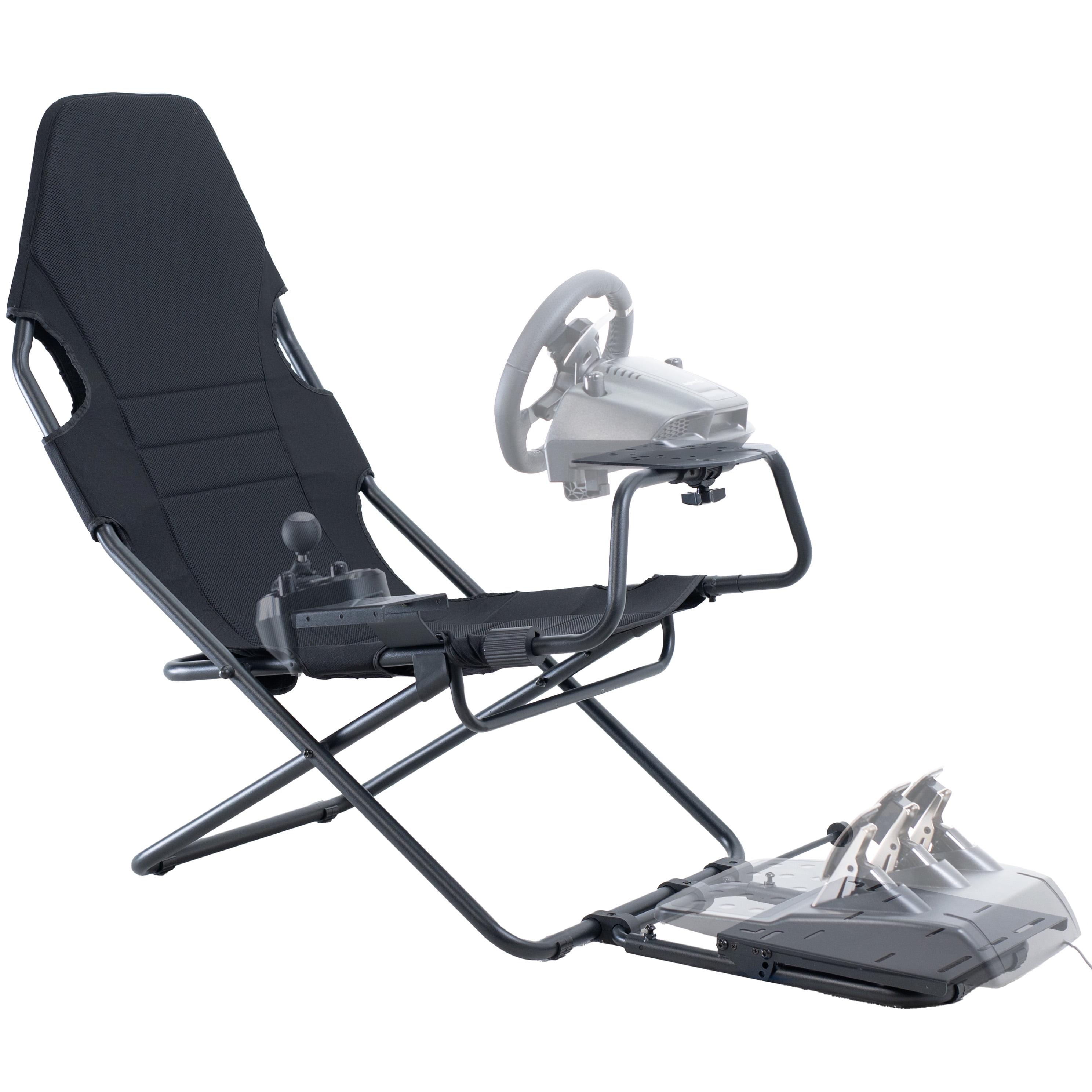 Vivo Black Folding Racing Simulator Cockpit With Wheel Stand