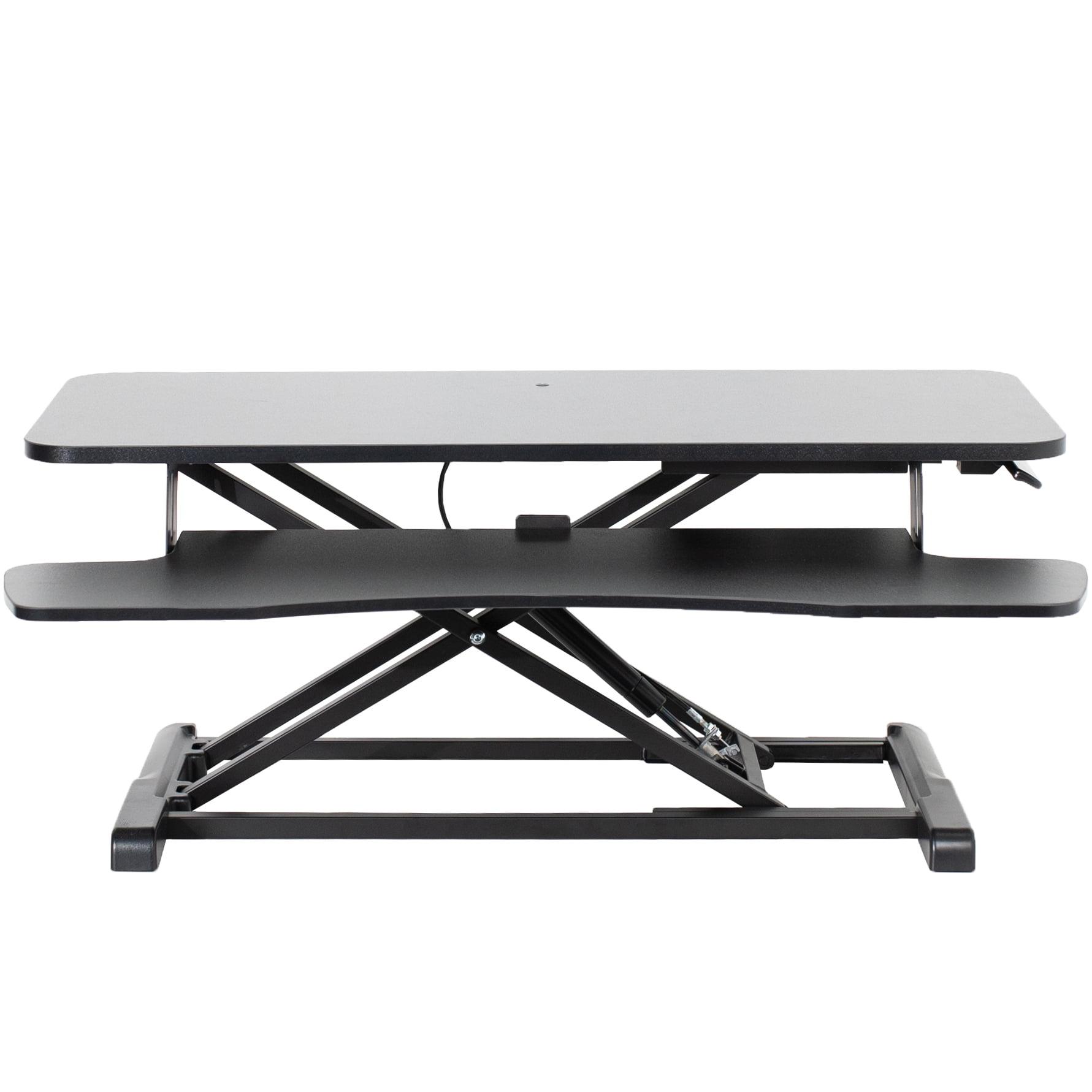 ErgoFlex 38" Black Pneumatic Standing Desk Converter with Keyboard Tray