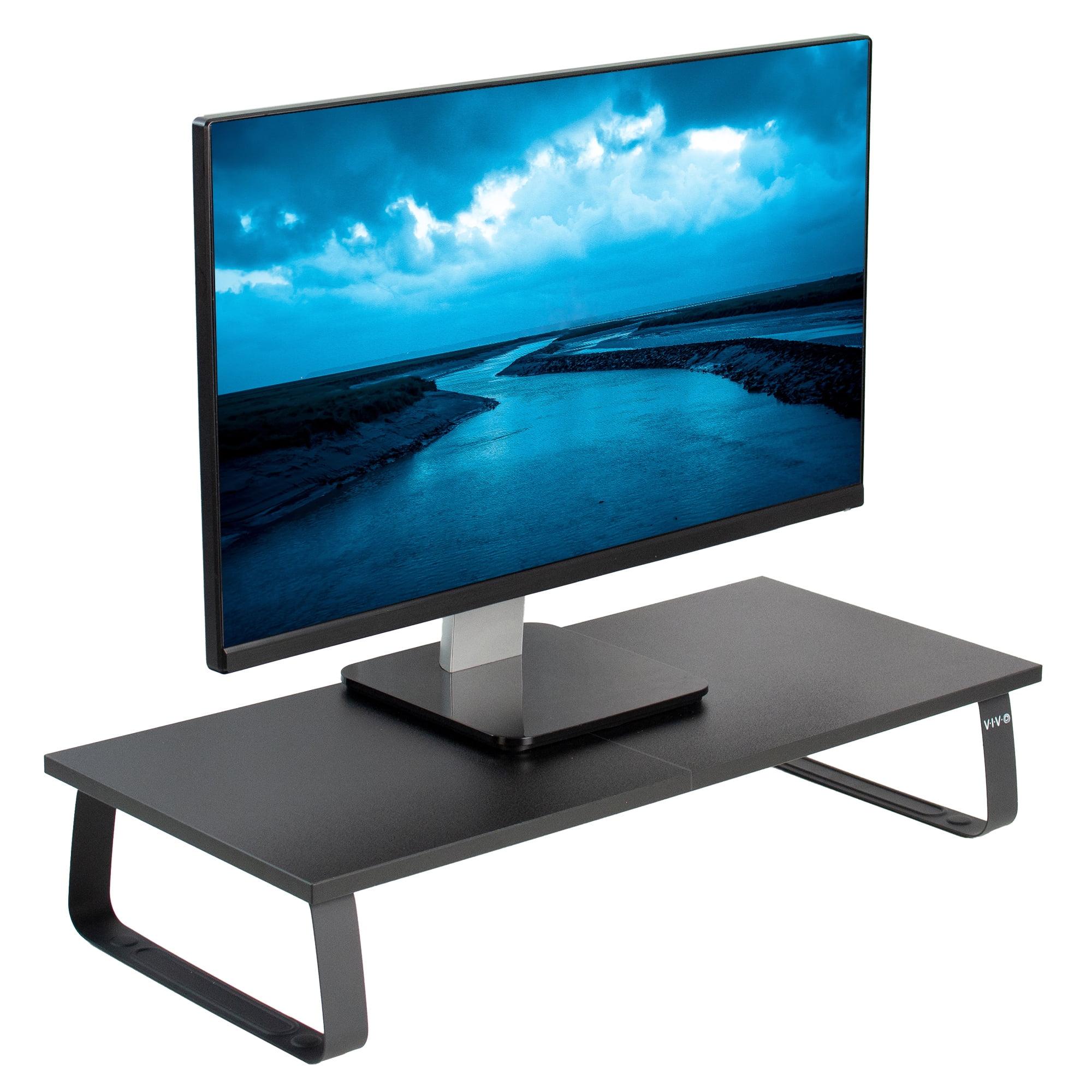 VIVO Black Wood and Steel Ergonomic Desktop Monitor Riser