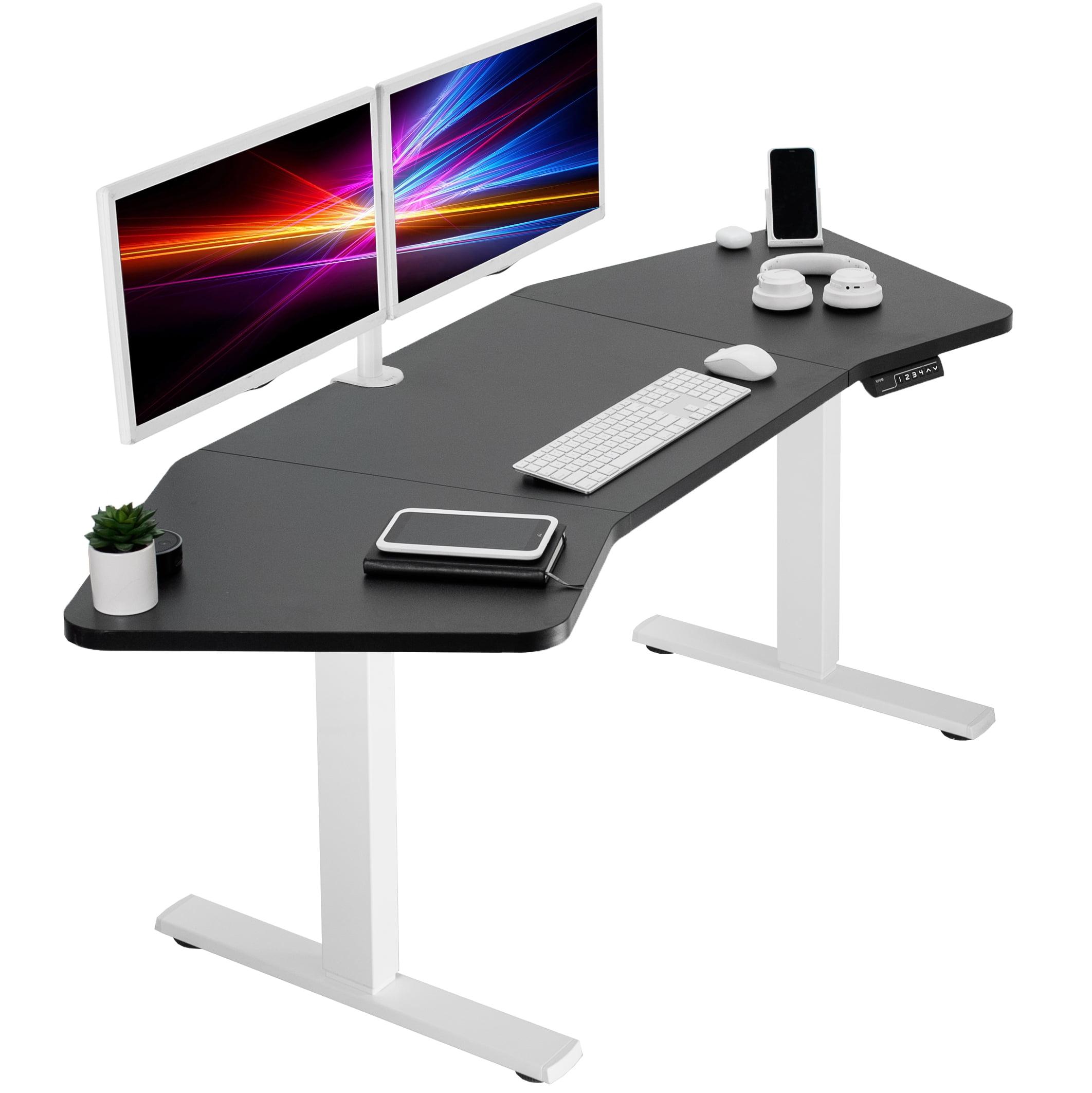 VIVO Corner Electric 71" x 24" Desk, Wing-Shaped Table Top