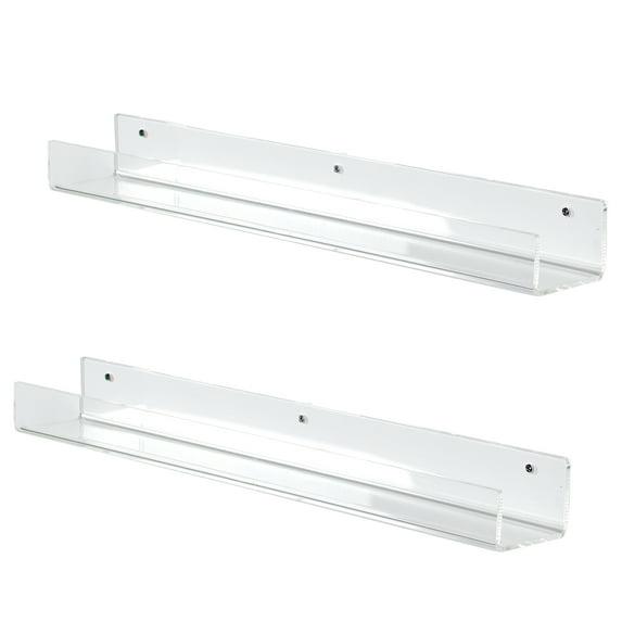 VIVO Dual Acrylic 24" Floating Bookshelves, Clear Wall Display Shelves (2 Pack)