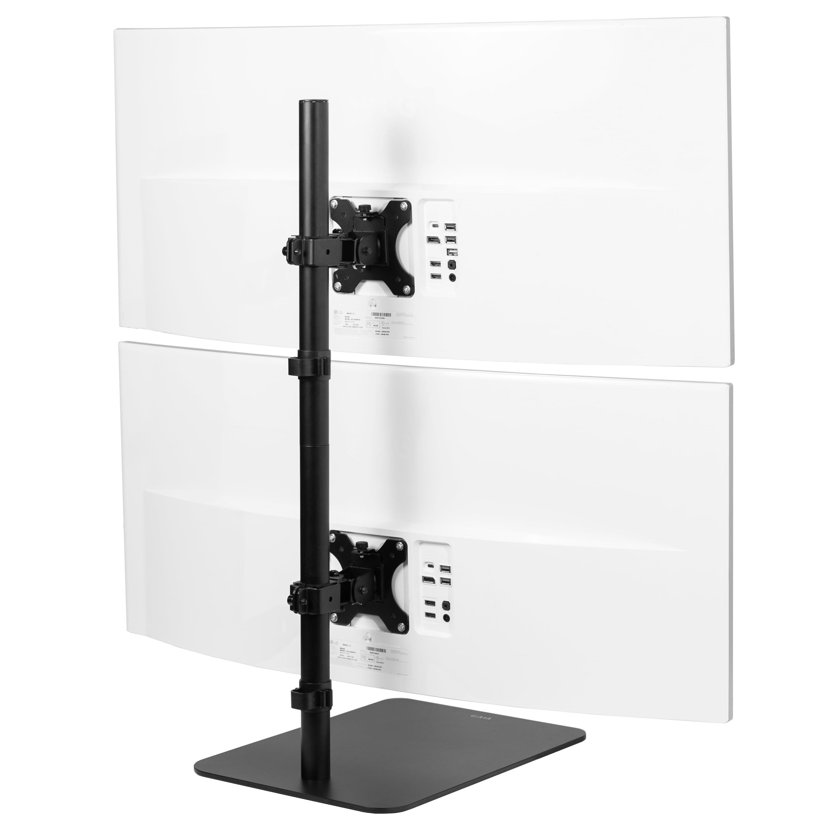 Black Dual Ultrawide Monitor Desk Stand with Adjustable Mount