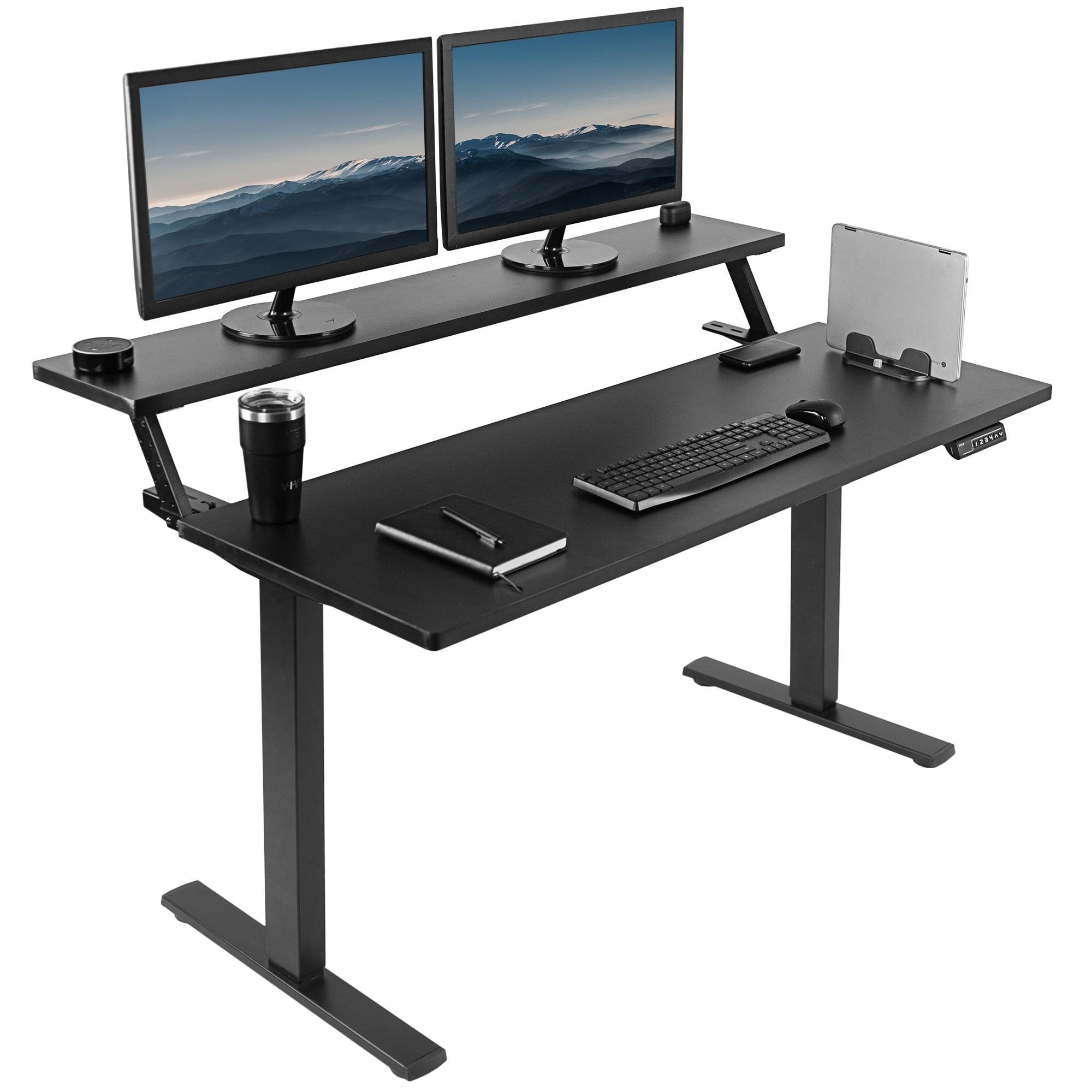 ErgoActive Black Dual-Tier Electric Adjustable Desk with Memory Controller