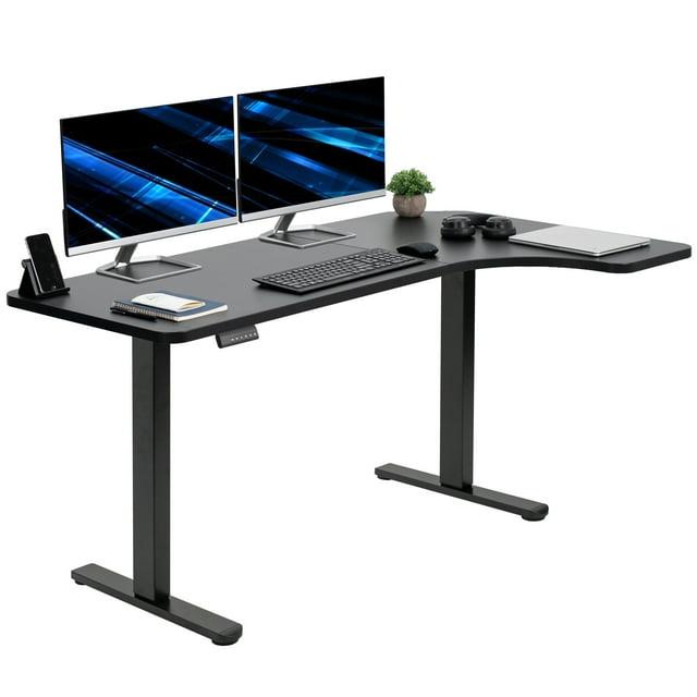 VIVO Black Electric 58" x 35" Dual Motor Standing Corner Desk, DESK-KIT-E2RB