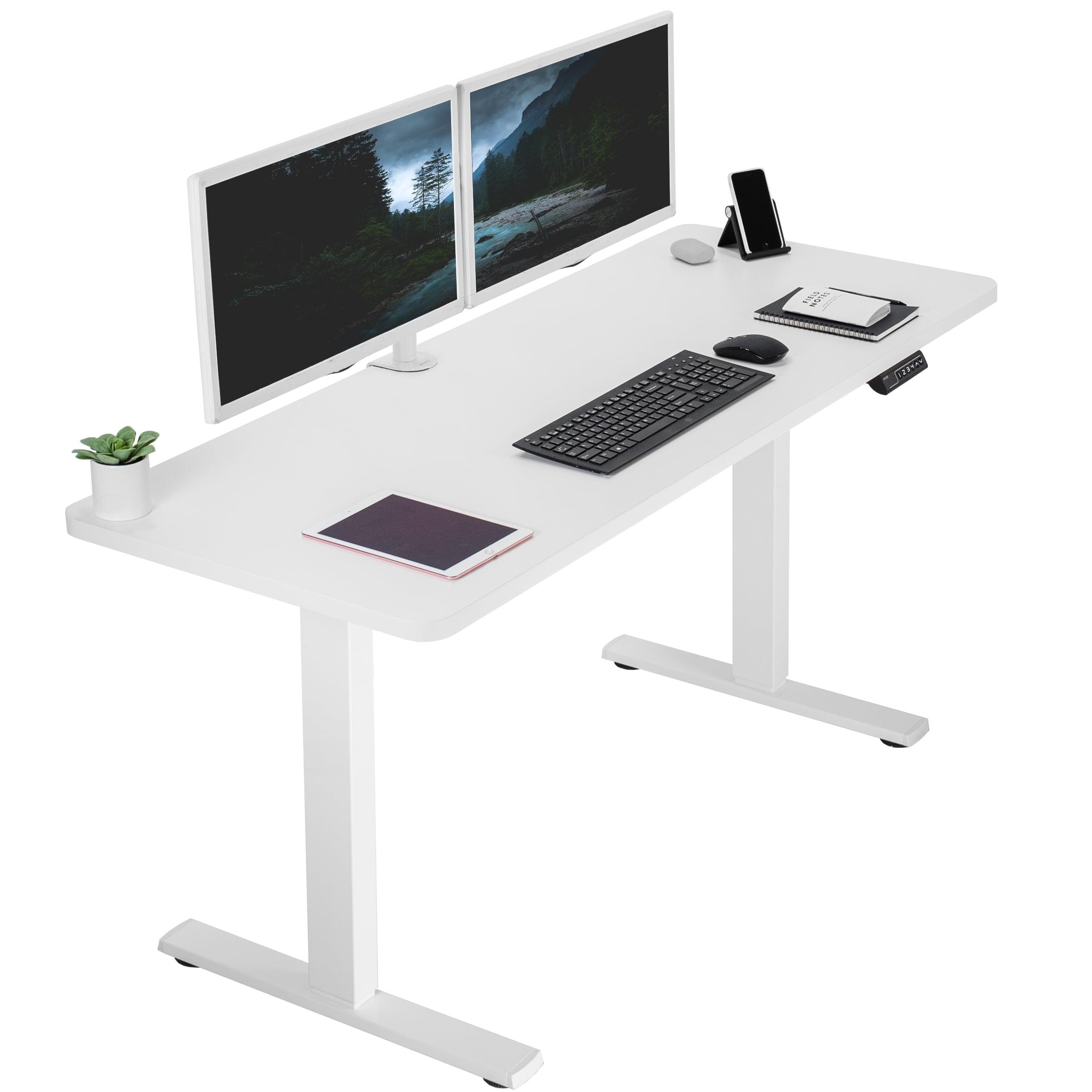 Luxe Electric White 60" Adjustable Standing Desk with Memory Presets