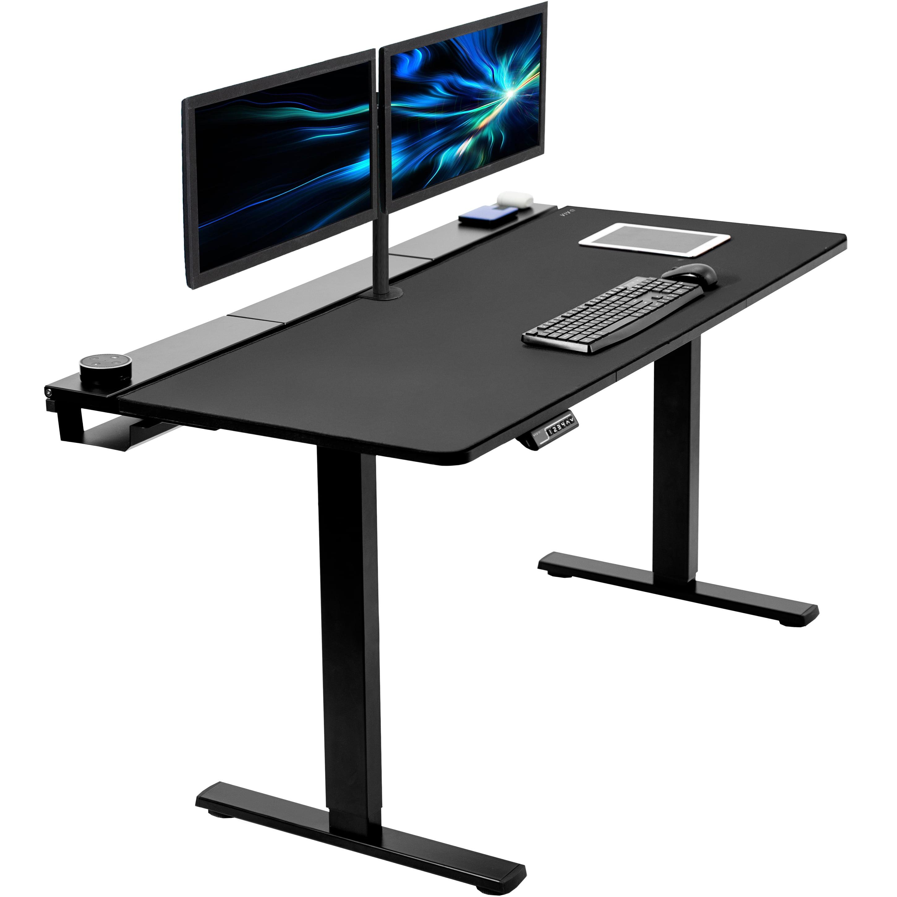 VIVO Electric 60" x 30" Desk, Full Pad, Black Hidden Cable Tabletop, Black Frame