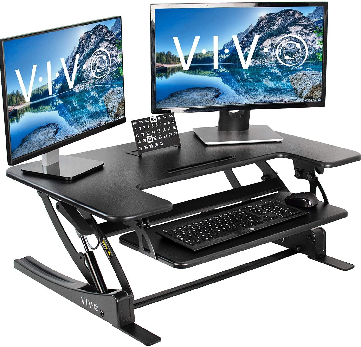 Black Steel Electric Height Adjustable Standing Desk Converter