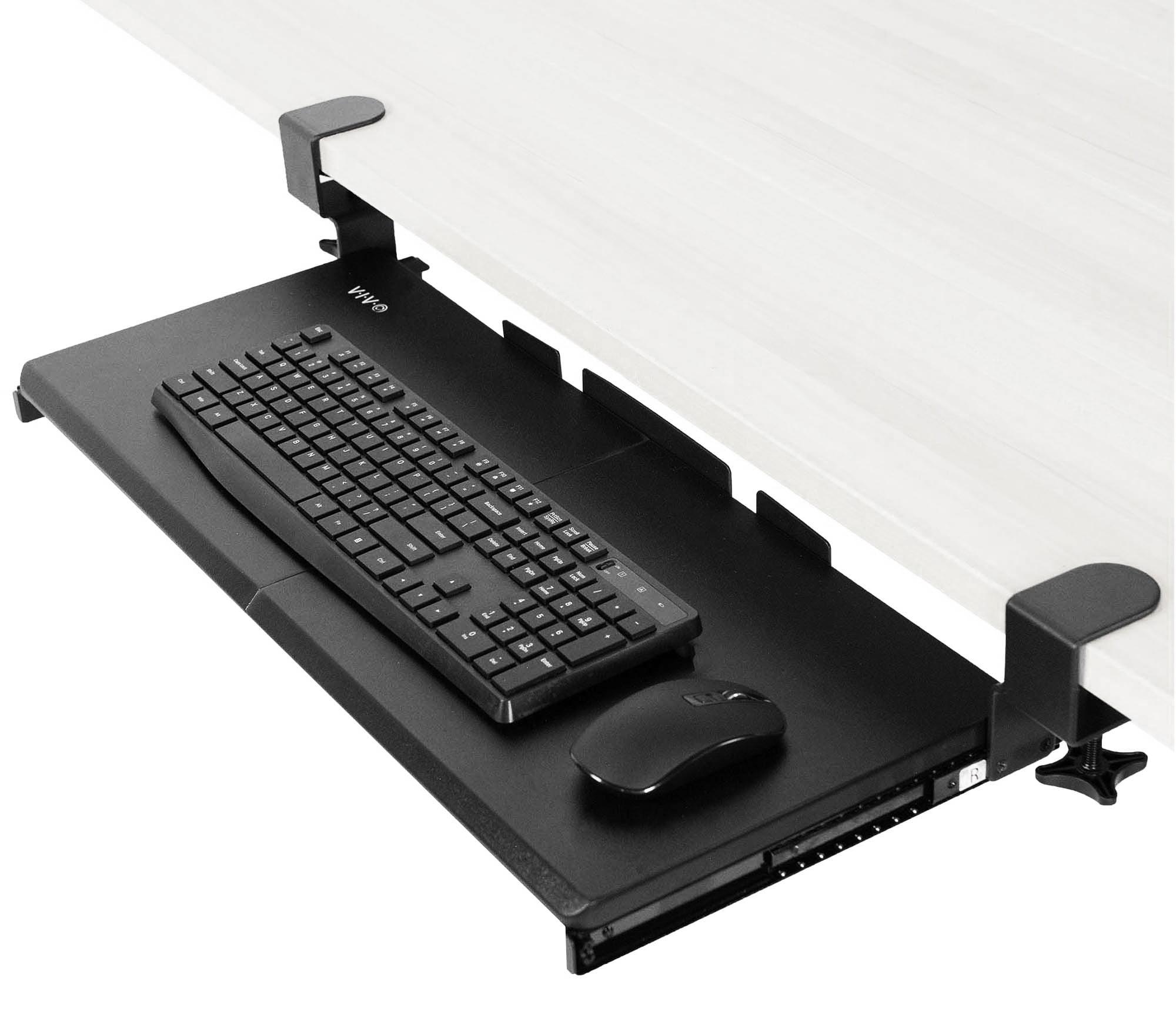 VIVO Extra Sturdy Clamp-on Computer Keyboard and Mouse Under Desk Slider Tray