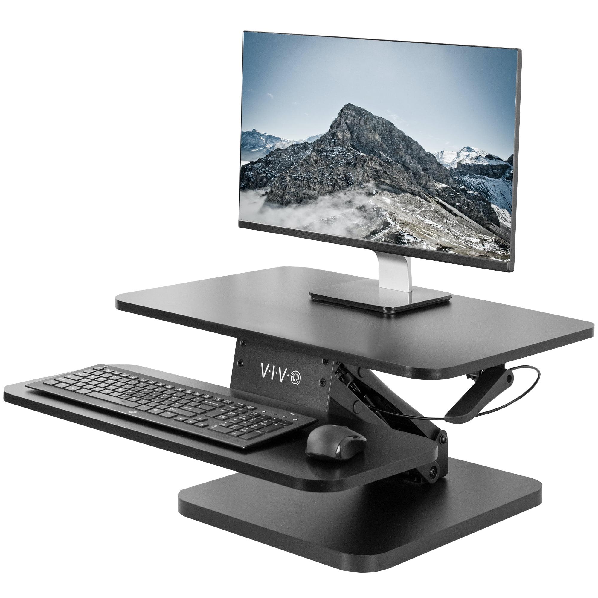 Black Height Adjustable Standing Desk Converter with Keyboard Tray