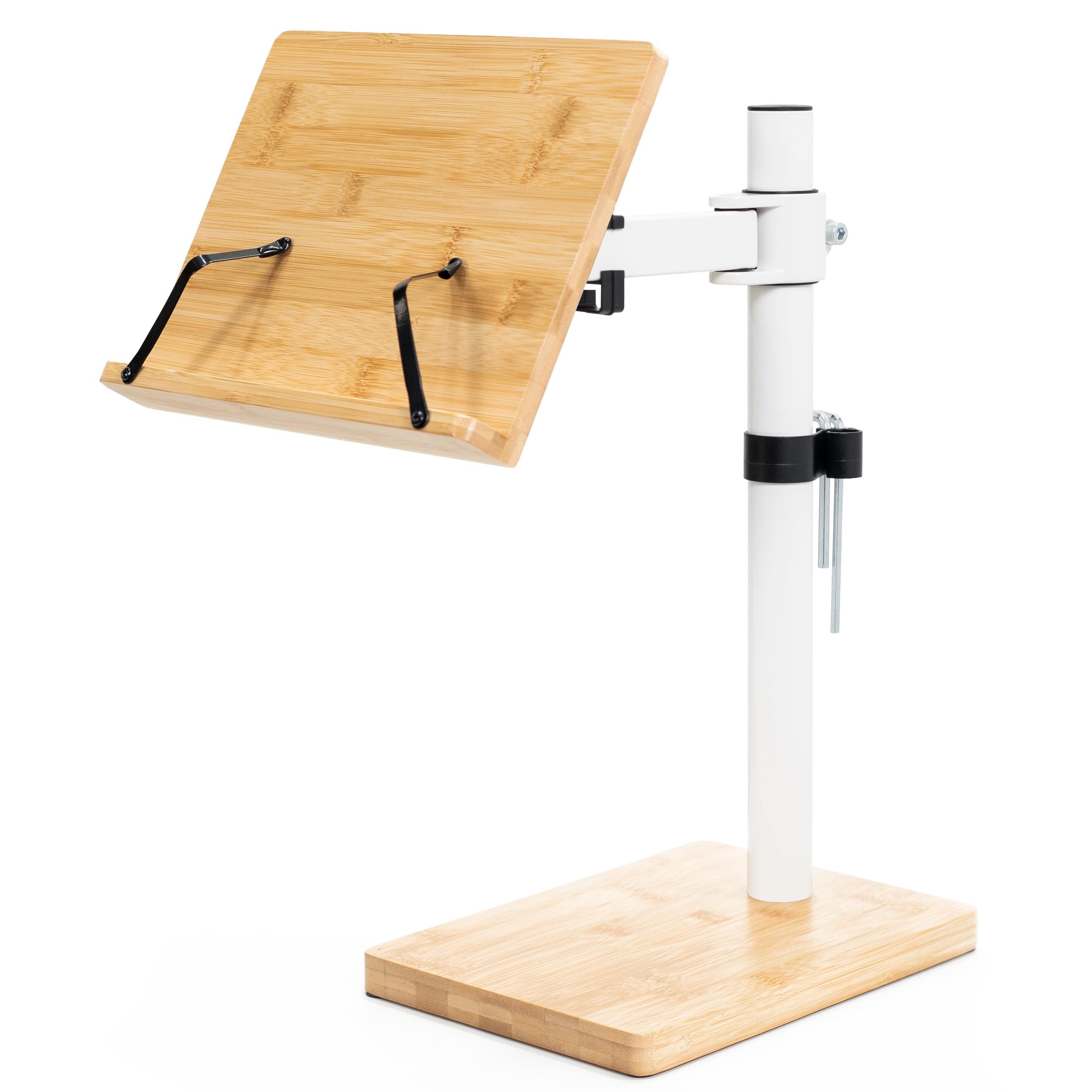 VIVO Light Wood / White Adjustable Bamboo Book Stand for Hands Free Reading