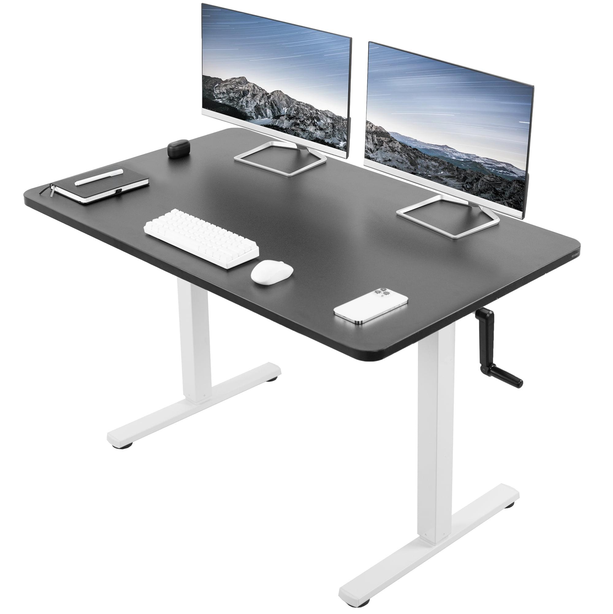 Adjustable 48'' Brown Top & White Frame Crank Standing Desk