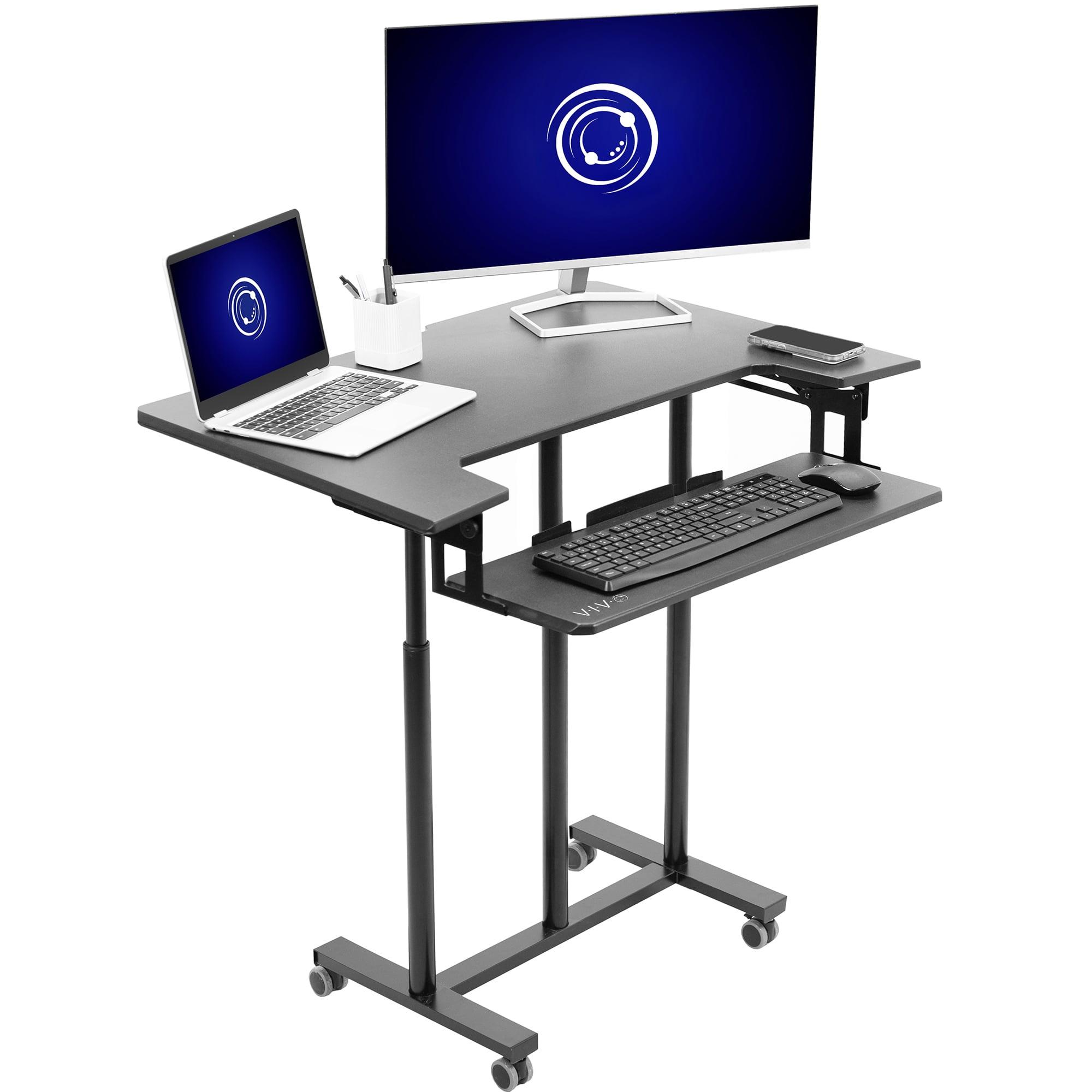 VIVO Mobile Height Adjustable Stand Up Desk Cart with Sliding Keyboard Tray