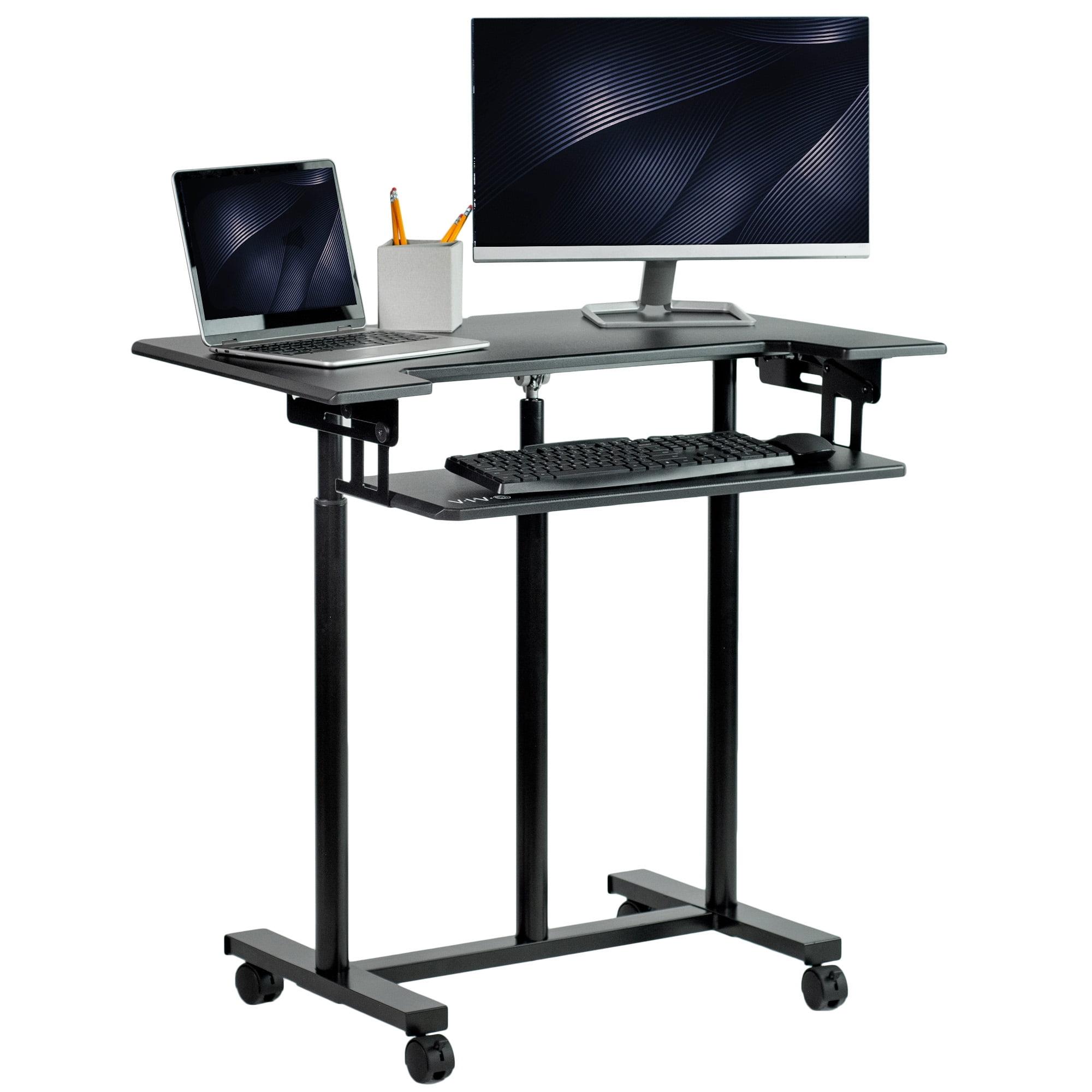 VIVO Mobile Height Adjustable Stand Up Desk Cart with Sliding Keyboard Tray