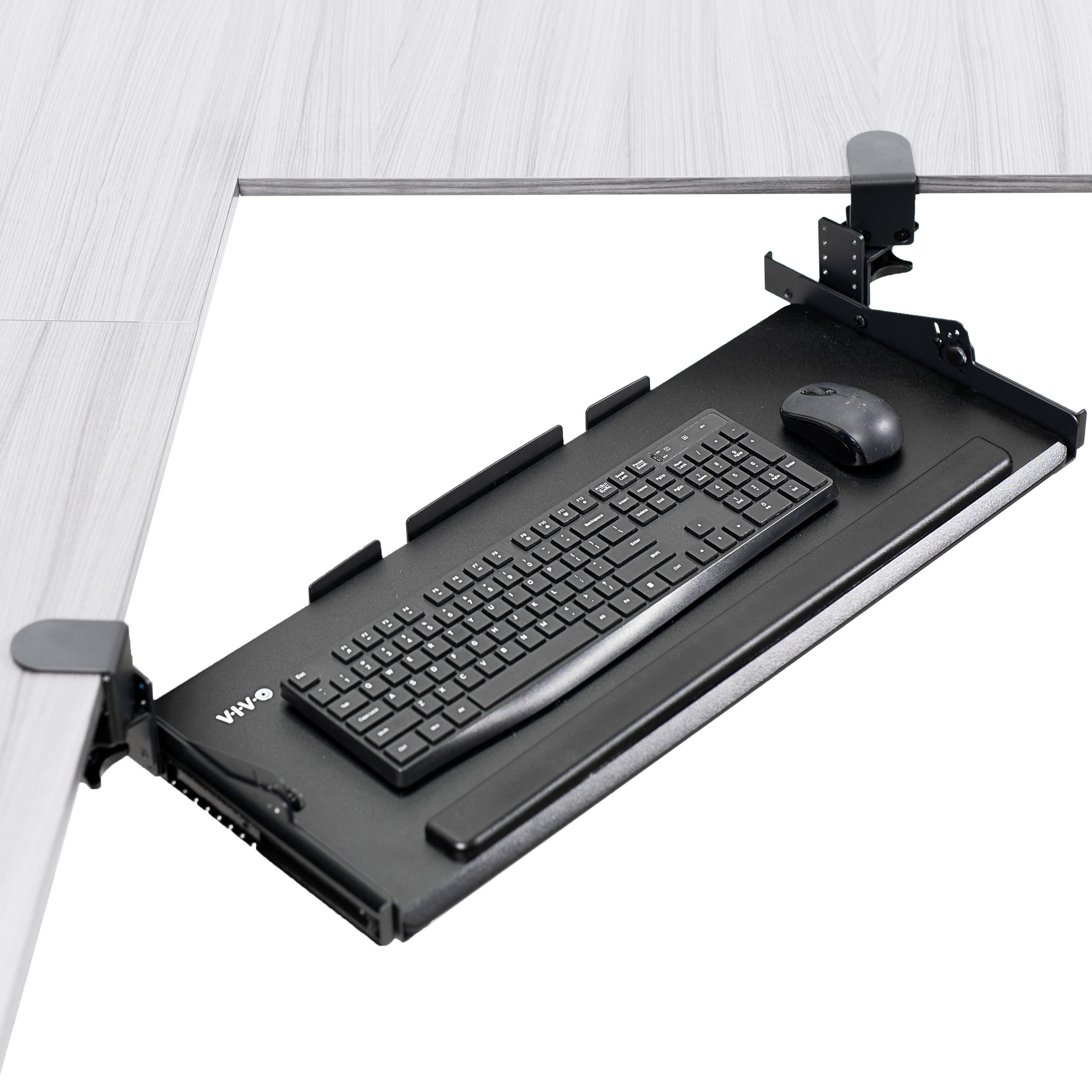 Black Adjustable Clamp-on Tilting Keyboard and Mouse Tray