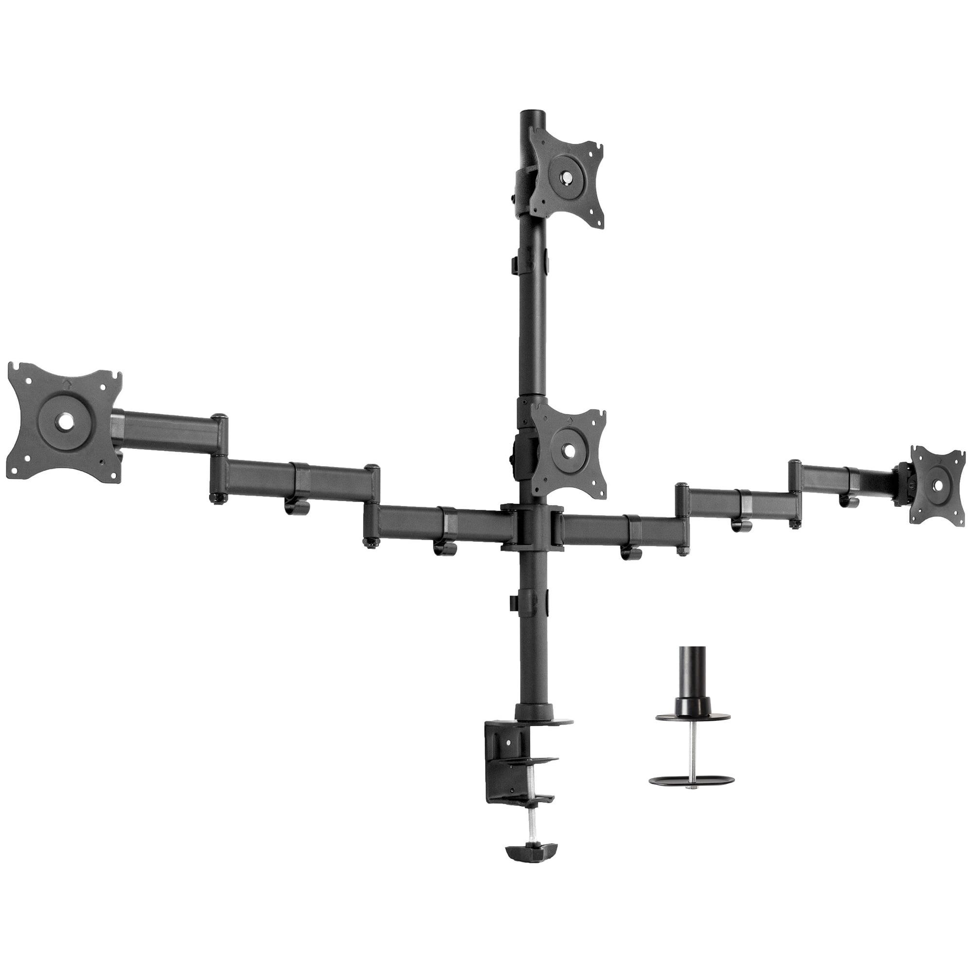 Articulating Quad Monitor Desk Mount with Heavy-Duty Steel, Adjustable Arms