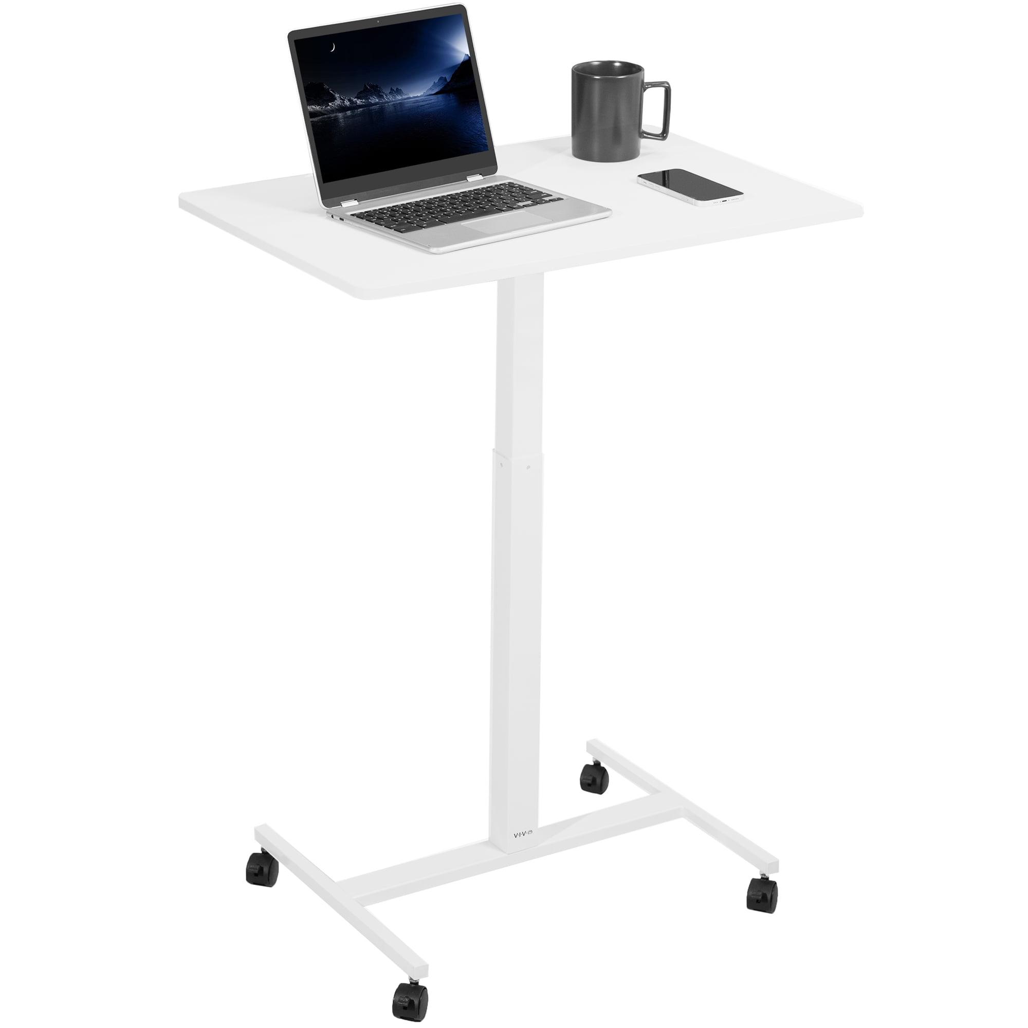 Adjustable White 28" Pneumatic Laptop Mobile Workstation