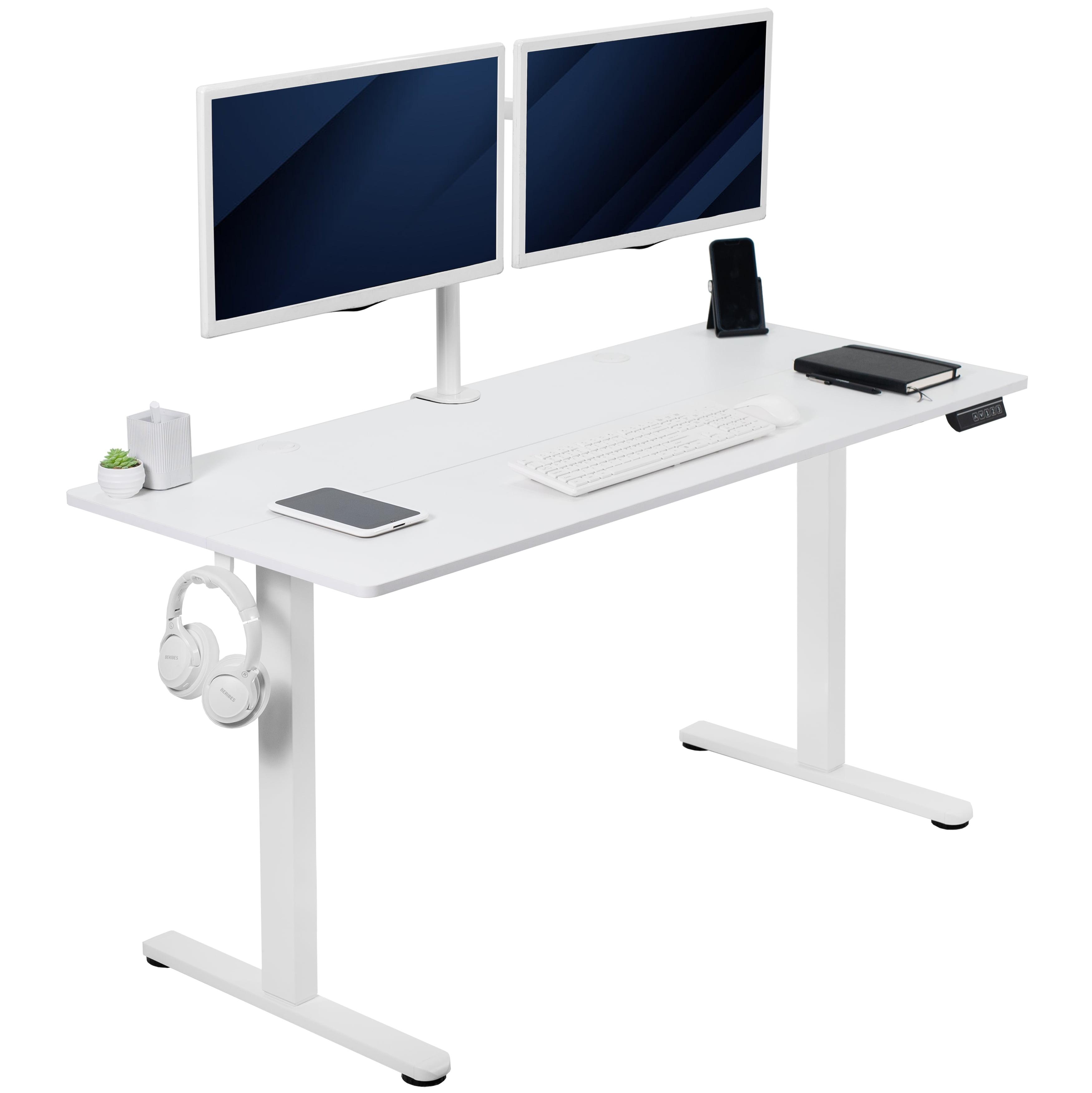 White 55" Electric Adjustable Height Standing Desk with Memory Controller