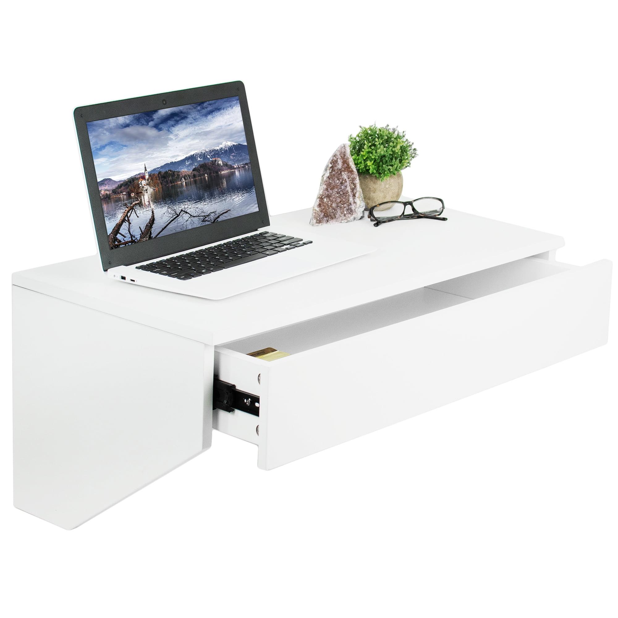 VIVO White Floating Wall Mounted Storage Shelf, Desk Drawer, DESK-SF01W