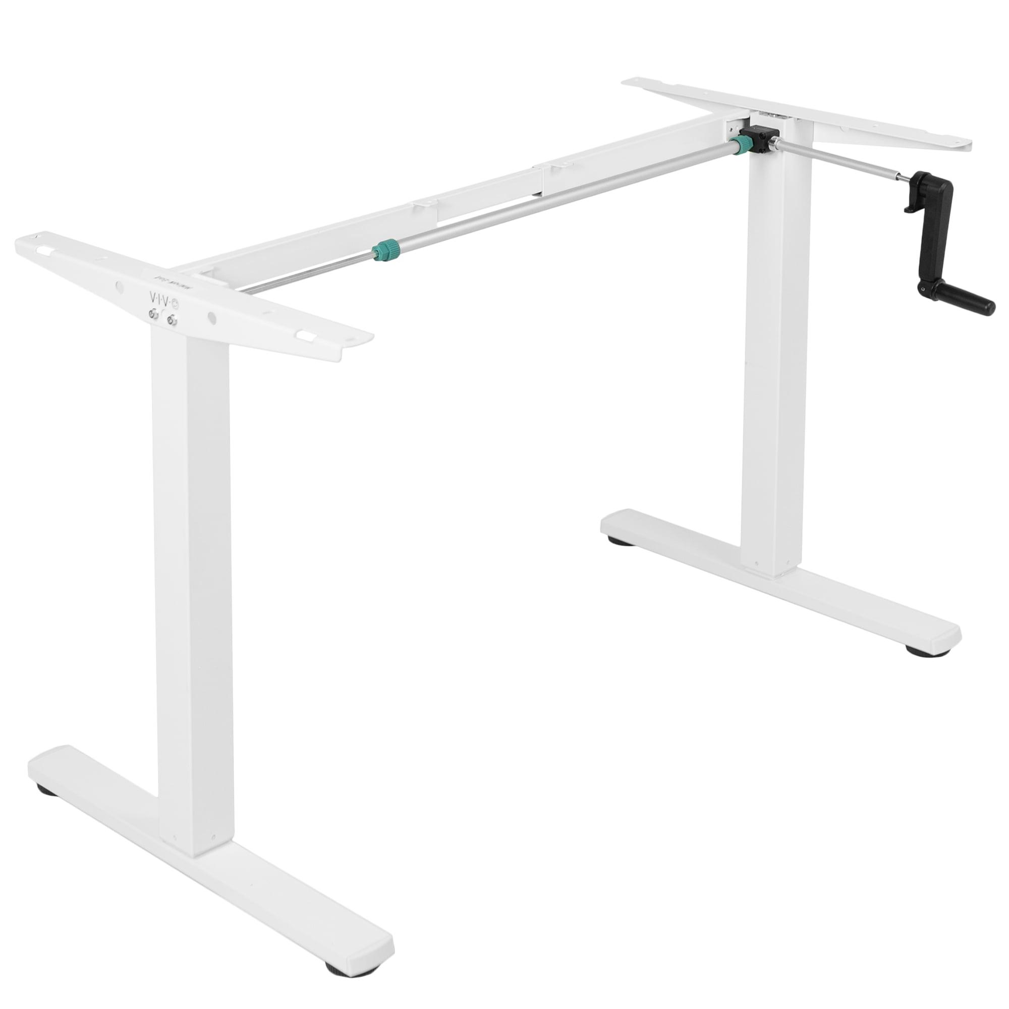 ErgoCrank Compact White Steel Adjustable Desk Frame