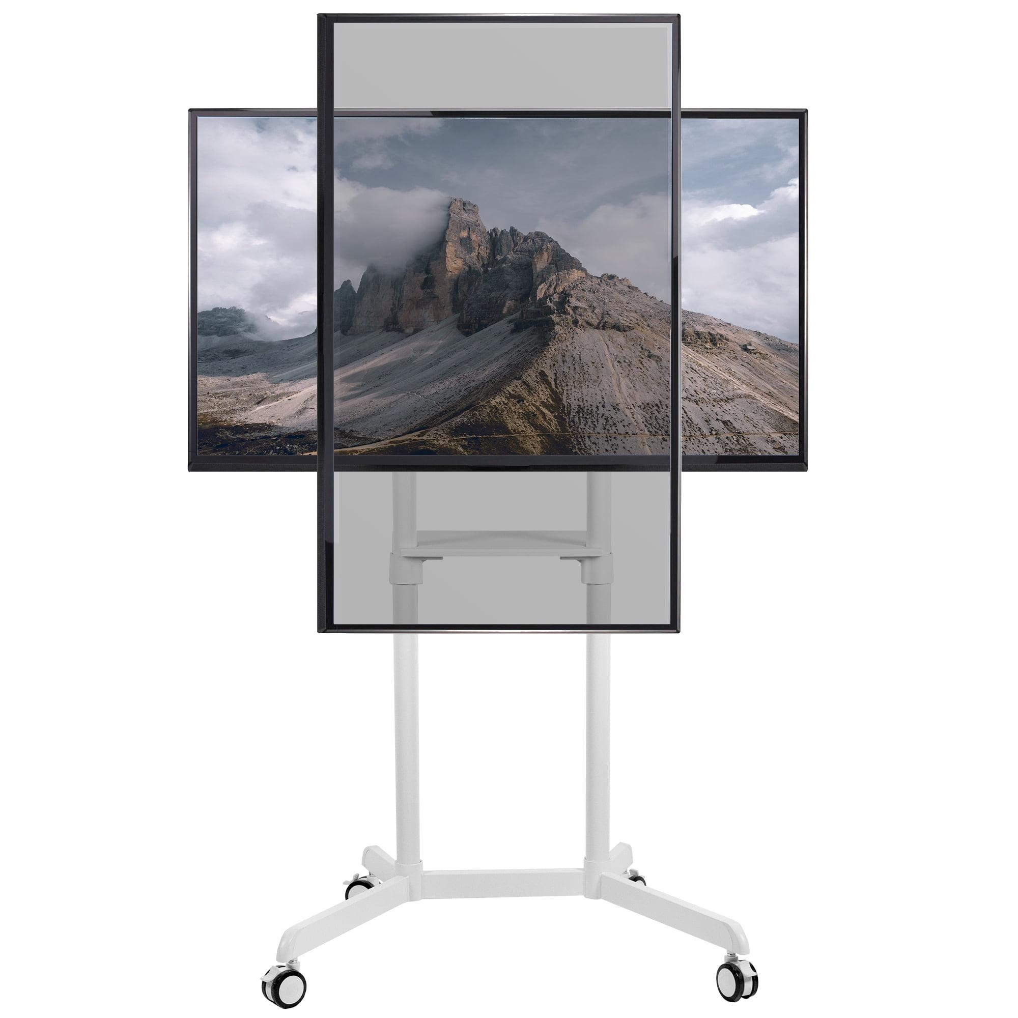 Elegant White Mobile TV Cart, 32"-88" Screens with Rotating Mount