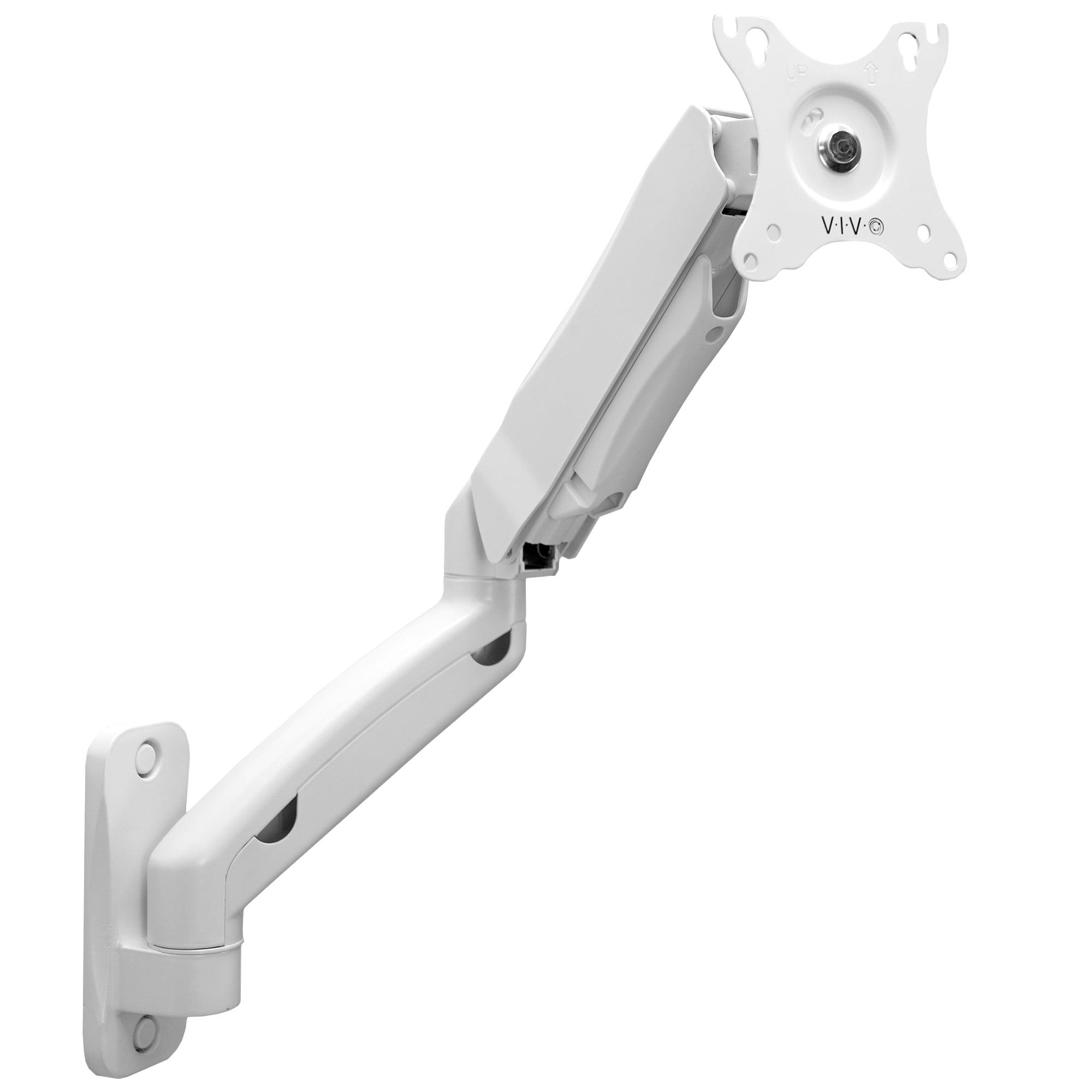 White Pneumatic Arm Single Monitor Wall Mount