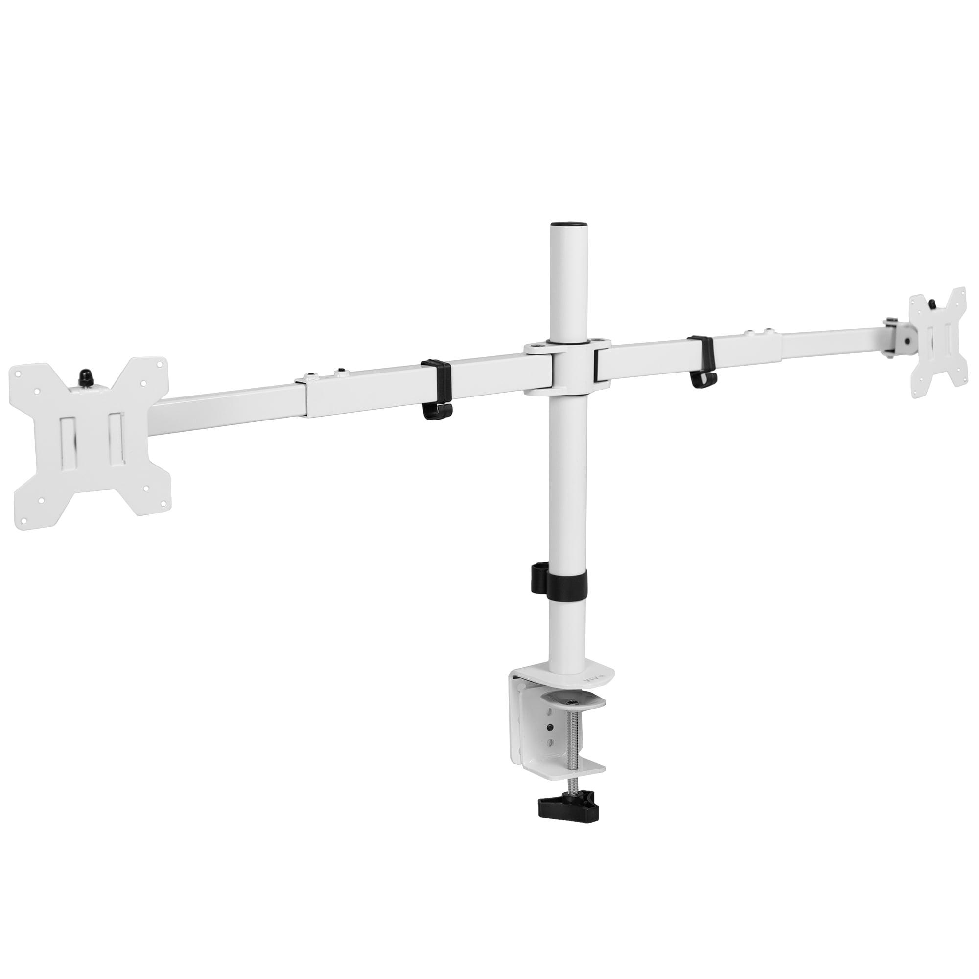 White Telescoping Dual Ultrawide Monitor Desk Mount