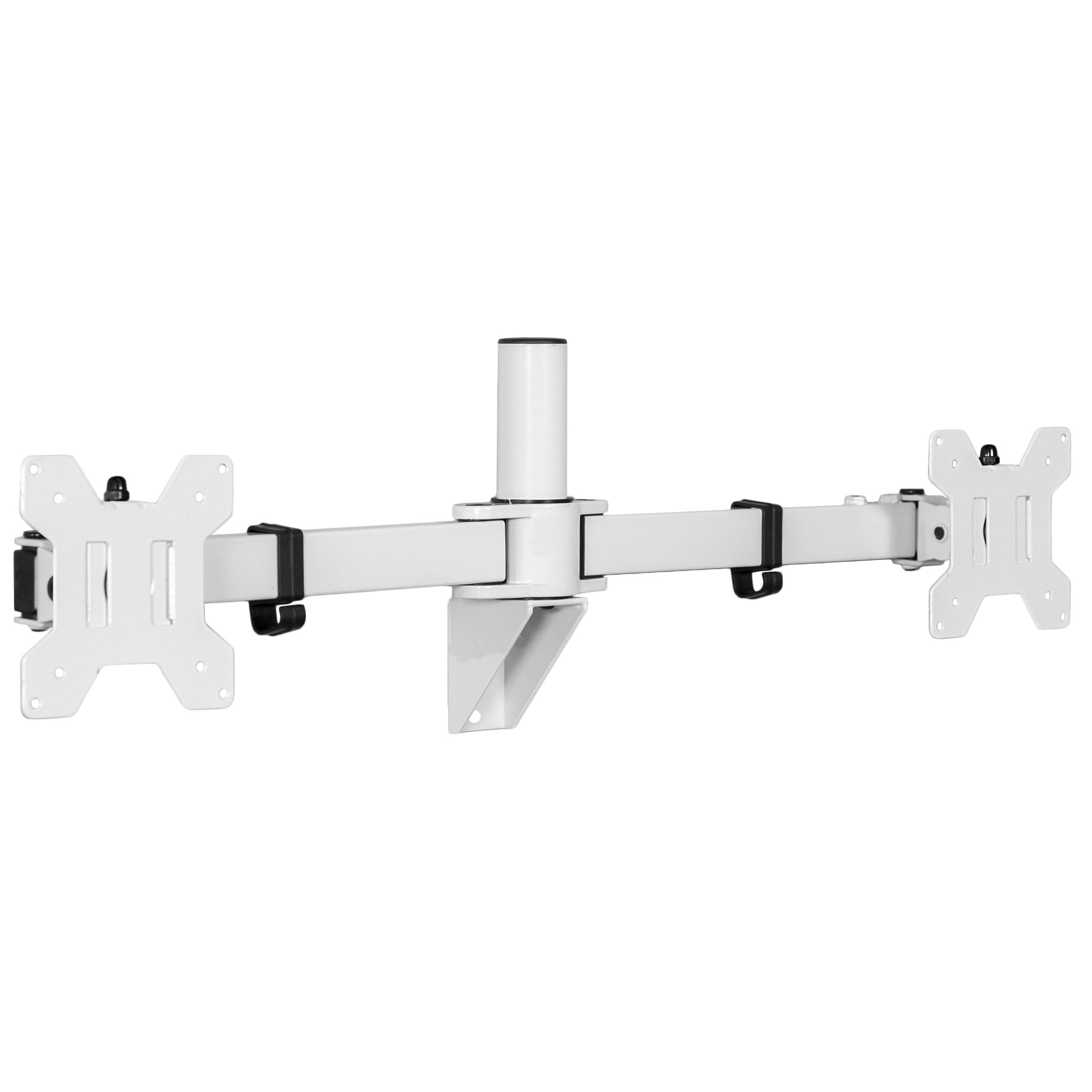 White Telescoping Dual Monitor Wall Mount for 27"-38" Screens