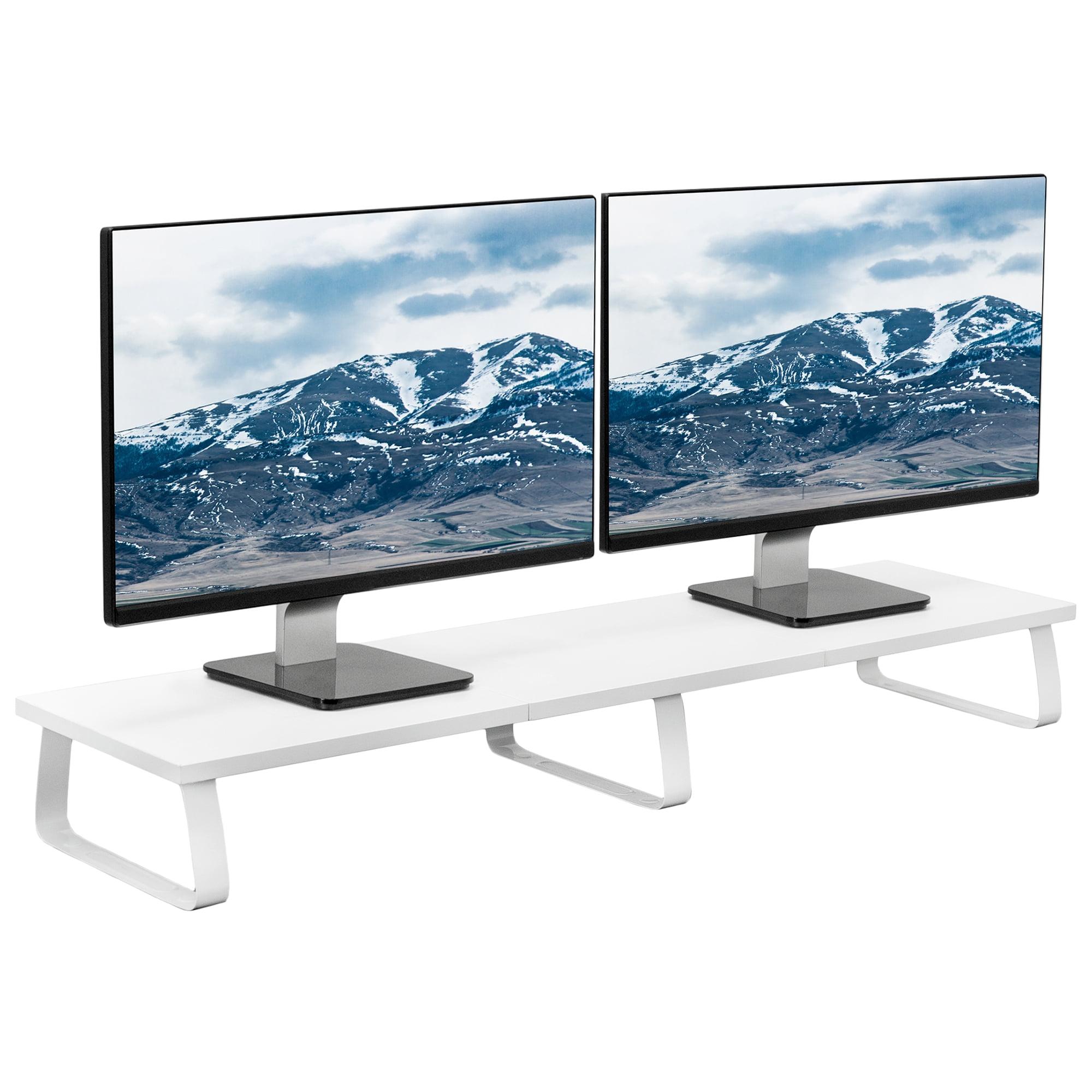 Vivo White Laminated Wood 39" Wide Desktop Monitor Riser Stand