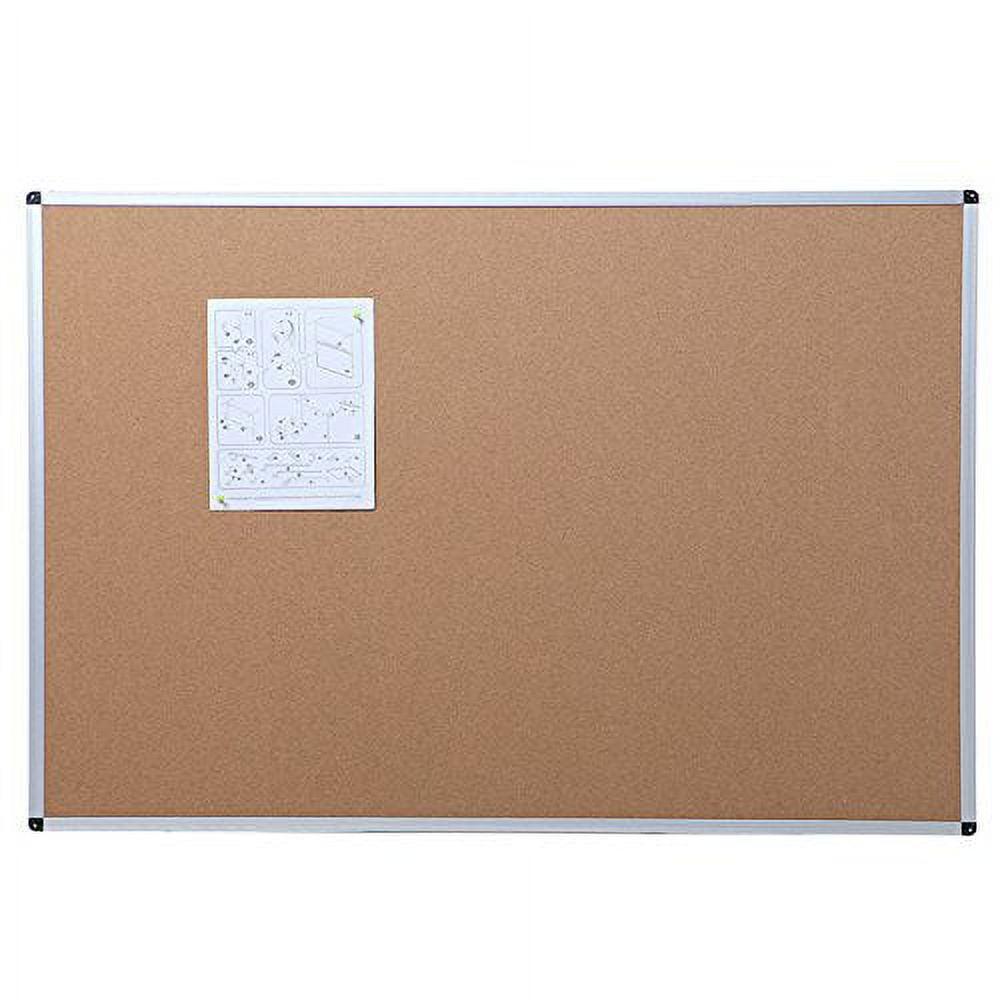 Rectangular Cork Notice Board with Silver Aluminium Frame, 24 x 18 Inches