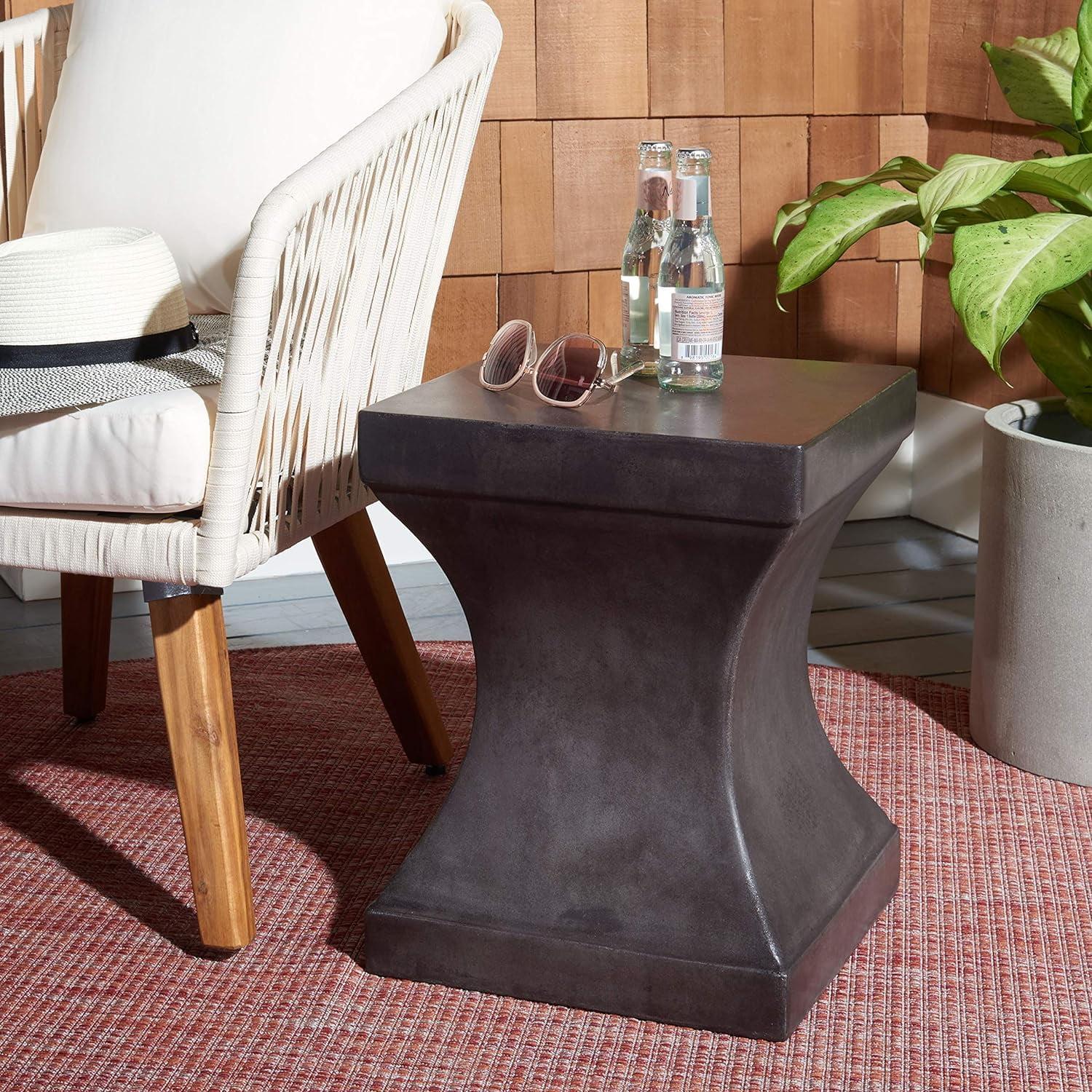 Curby Concrete Accent Stool - Black - Safavieh.