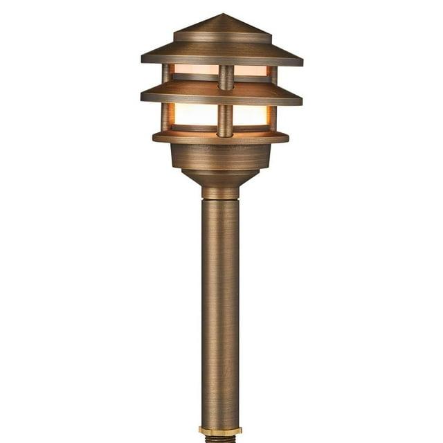 VOLT 3-Tier Brass Pagoda Path Light with LED Bulb
