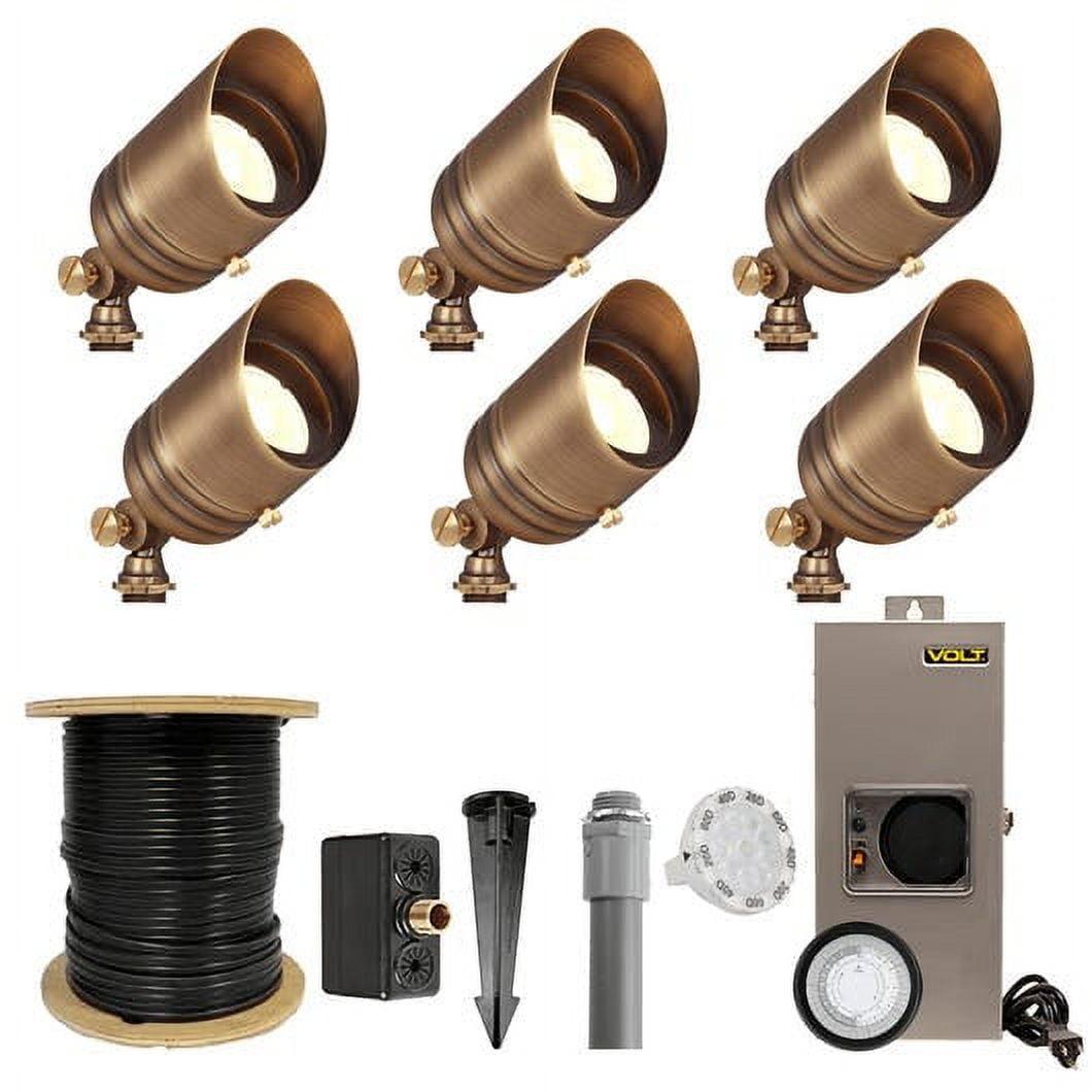 VOLT Brass Spotlight Kit (6-Pack) with Transformer