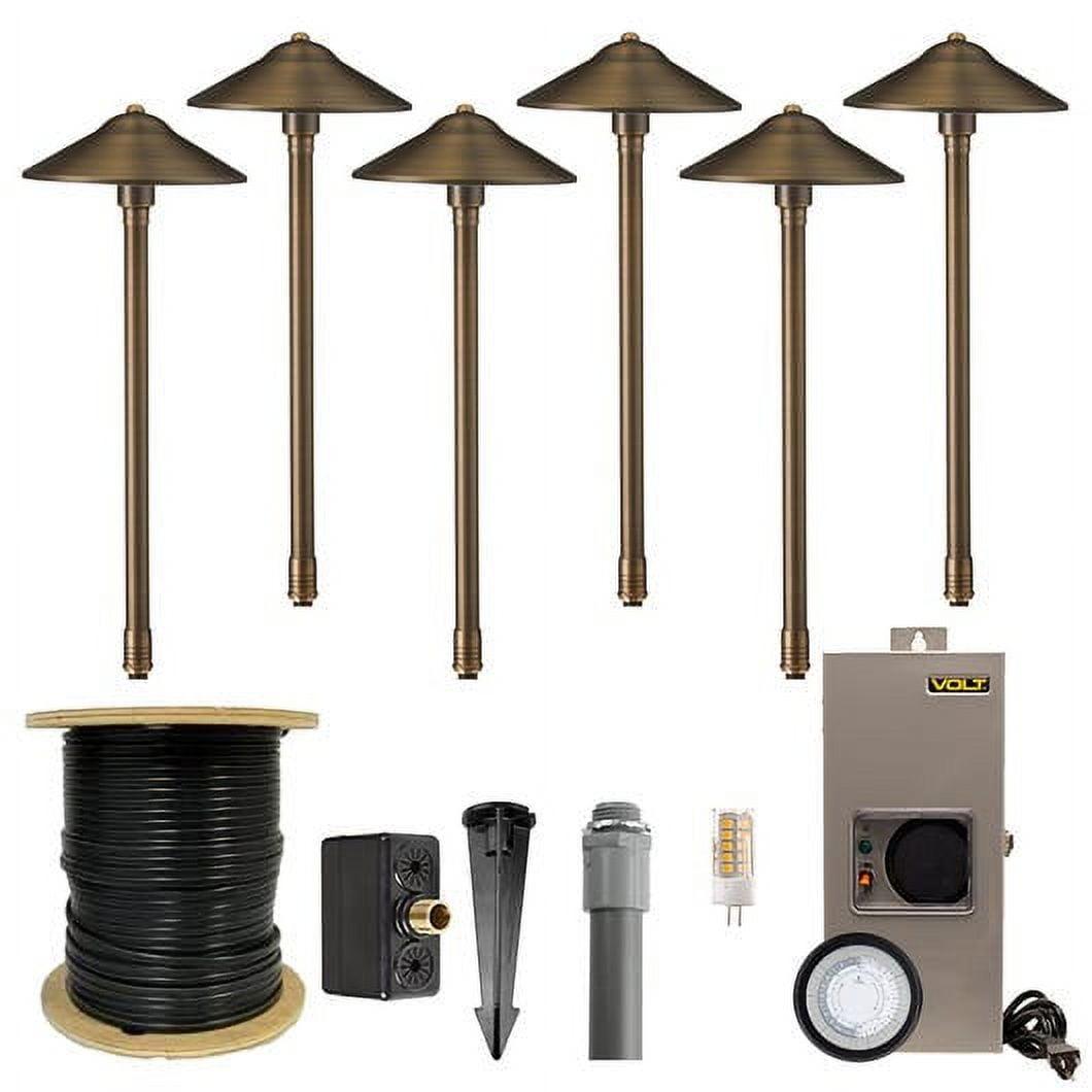 VOLT Max Spread Brass Path Light 6-Pack Kit with Transformer