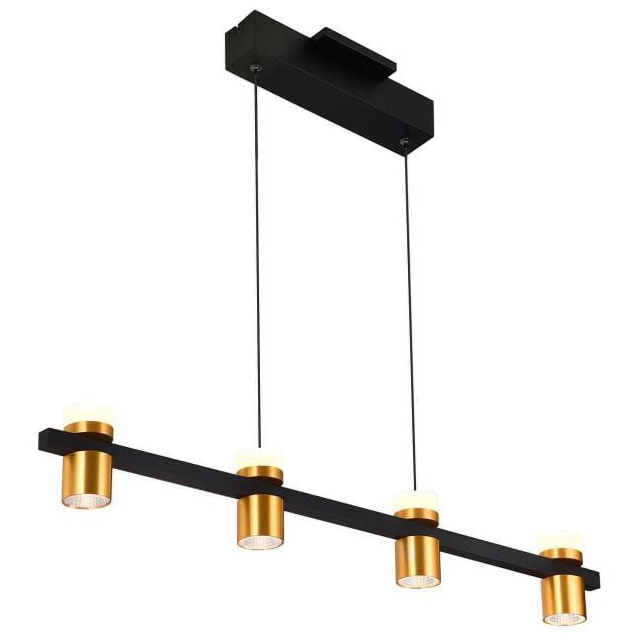 Ferro 34" Black Crystal LED Linear Chandelier with Gold Spotlights