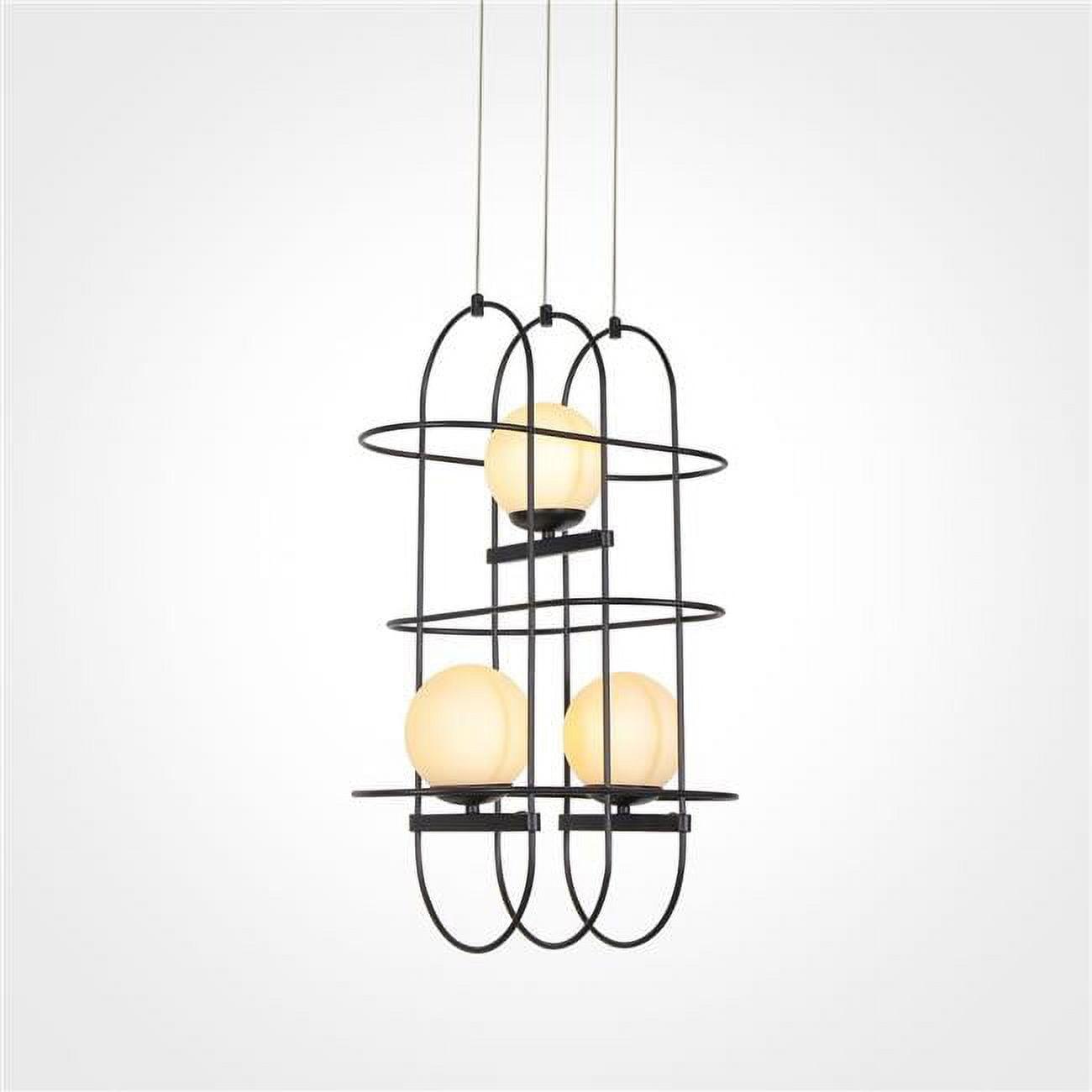 Lyra 16" Modern Adjustable Black Aluminum & Glass LED Chandelier