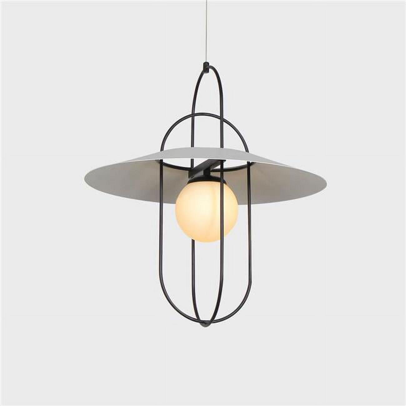 Lyra Modern Black Integrated LED Glass Drum Pendant Light 18"