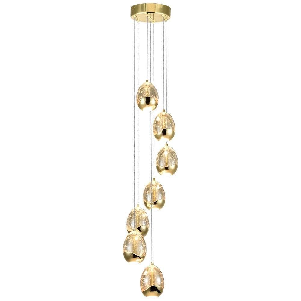 VONN Lighting Venezia 7-Light Pendant Height Adjustable ETL Certified LED Teardrop Chandelier, Globe Glass Shades