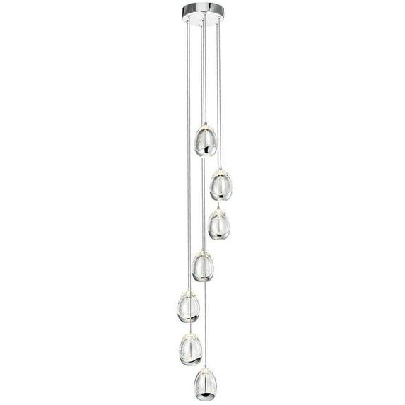 VONN Lighting Venezia 7-Light Pendant Height Adjustable ETL Certified LED Teardrop Chandelier, Globe Glass Shades