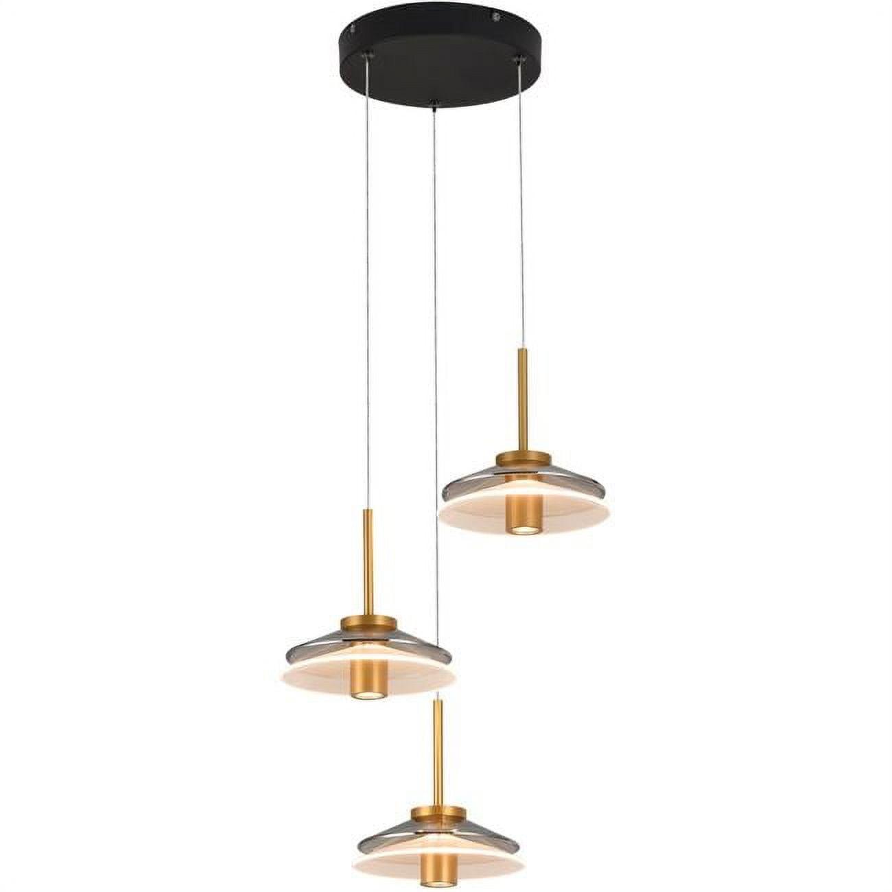 Verona 16-in Cone Pendant 100-277V 3-Light ETL Certified LED Height Adjustable Chandelier