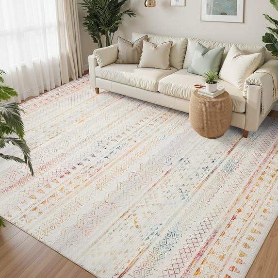 World Rug Gallery Geometric Distressed Bohemian Multicolored 5'x7' Area Rug