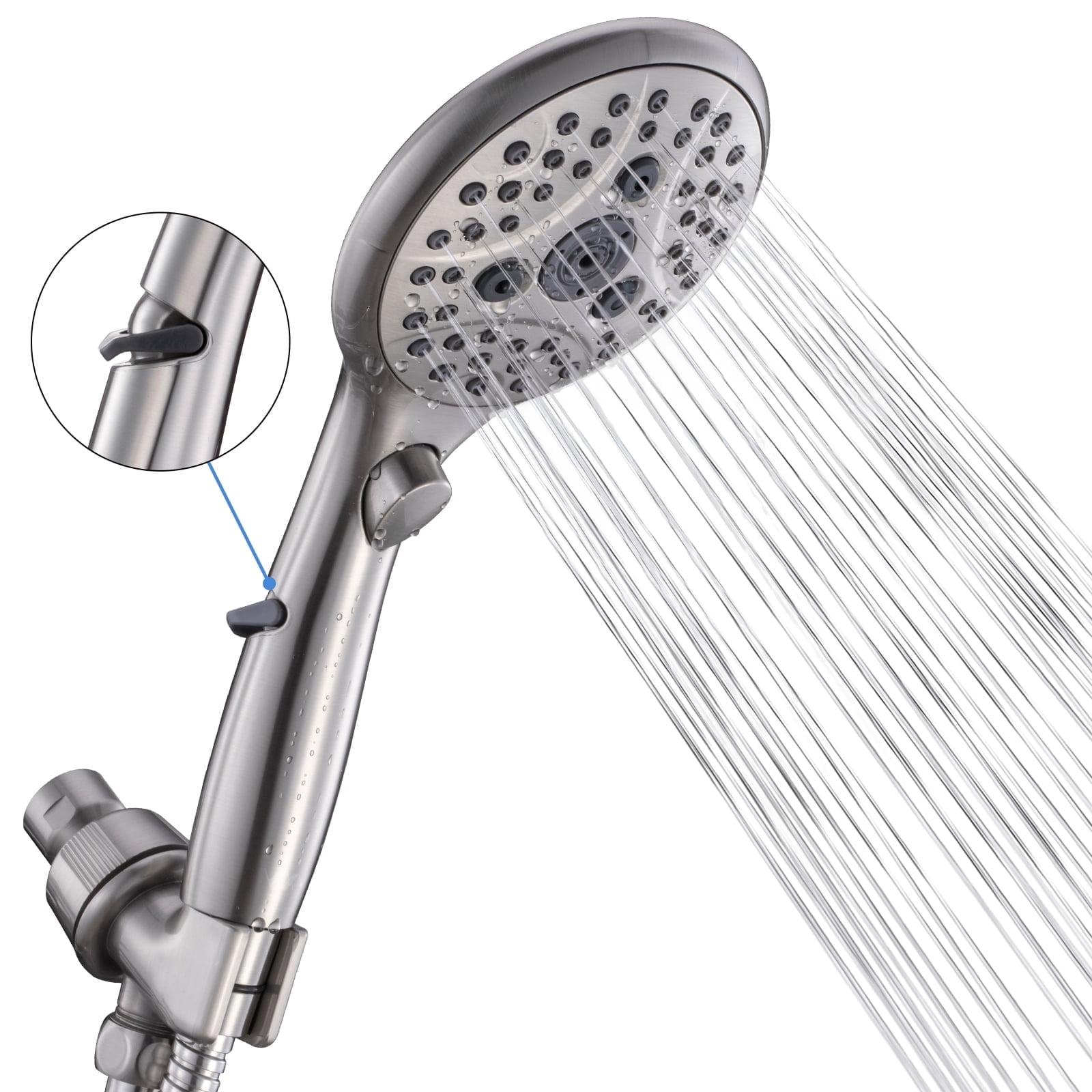 VXV Bathroom Handheld Shower Head with on off Switch, 6 Spray Setting Removable Hand Held Showerheads with 6 FT Stainless steel Hose and Adjustable Angle Bracket(Chrome)