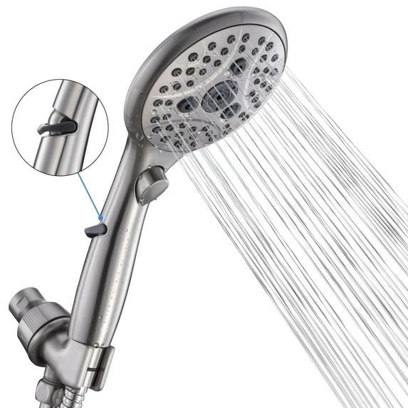 VXV Bathroom Handheld Shower Head with on off Switch, 6 Spray Setting Removable Hand Held Showerheads with 6 FT Stainless steel Hose and Adjustable Angle Bracket(Chrome)