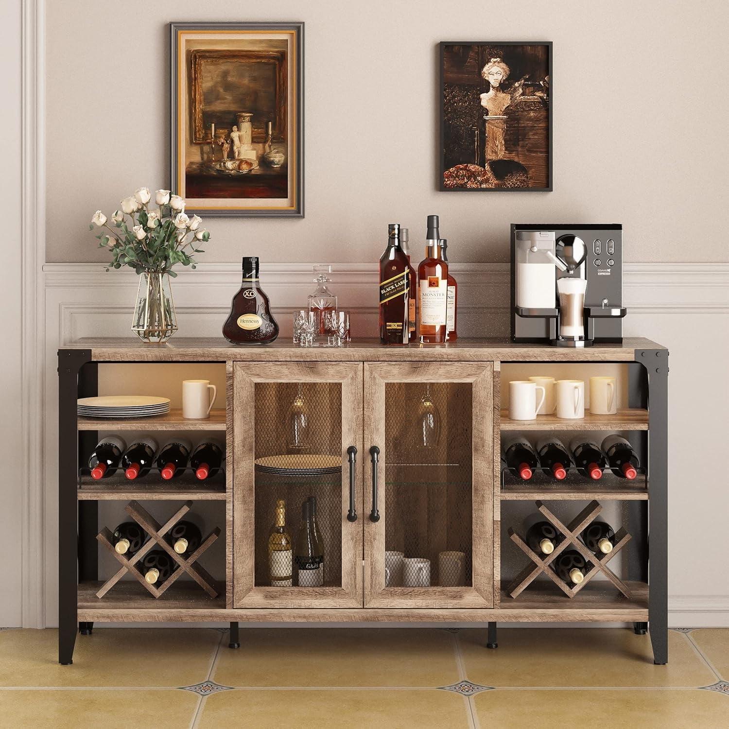 Wine Bar Cabinet For Liquor And Glasses