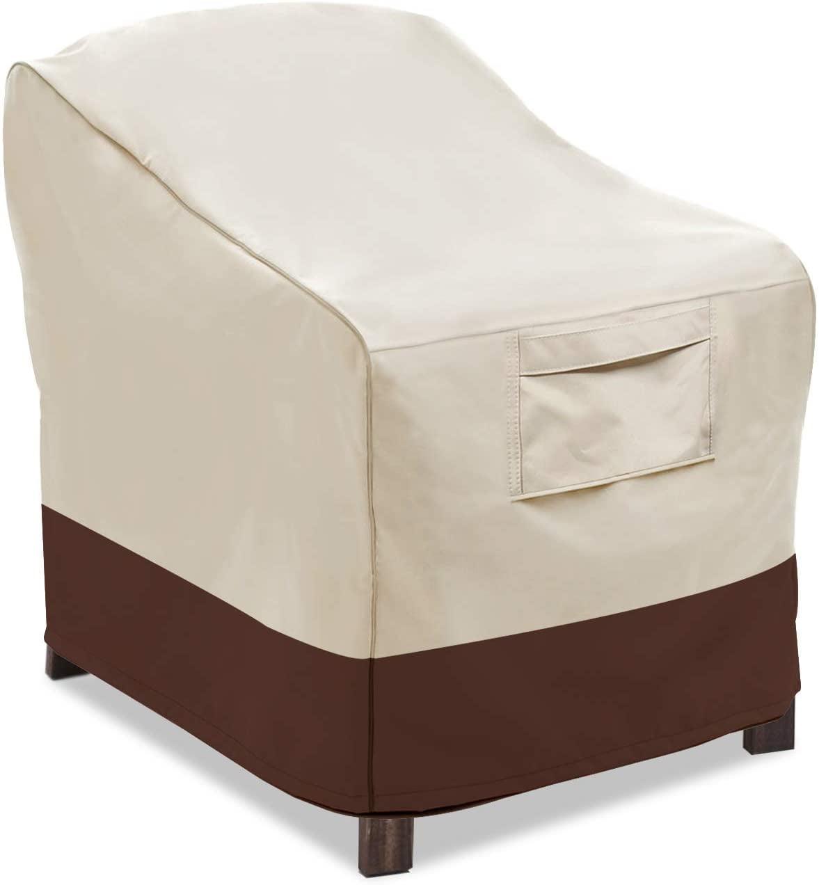 Medium Beige and Brown Heavy Duty Waterproof Patio Chair Cover