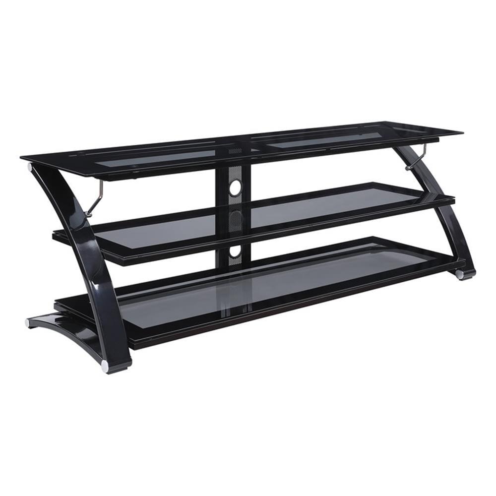 Valaro 67" Black TV Stand with Smoked Glass Shelves