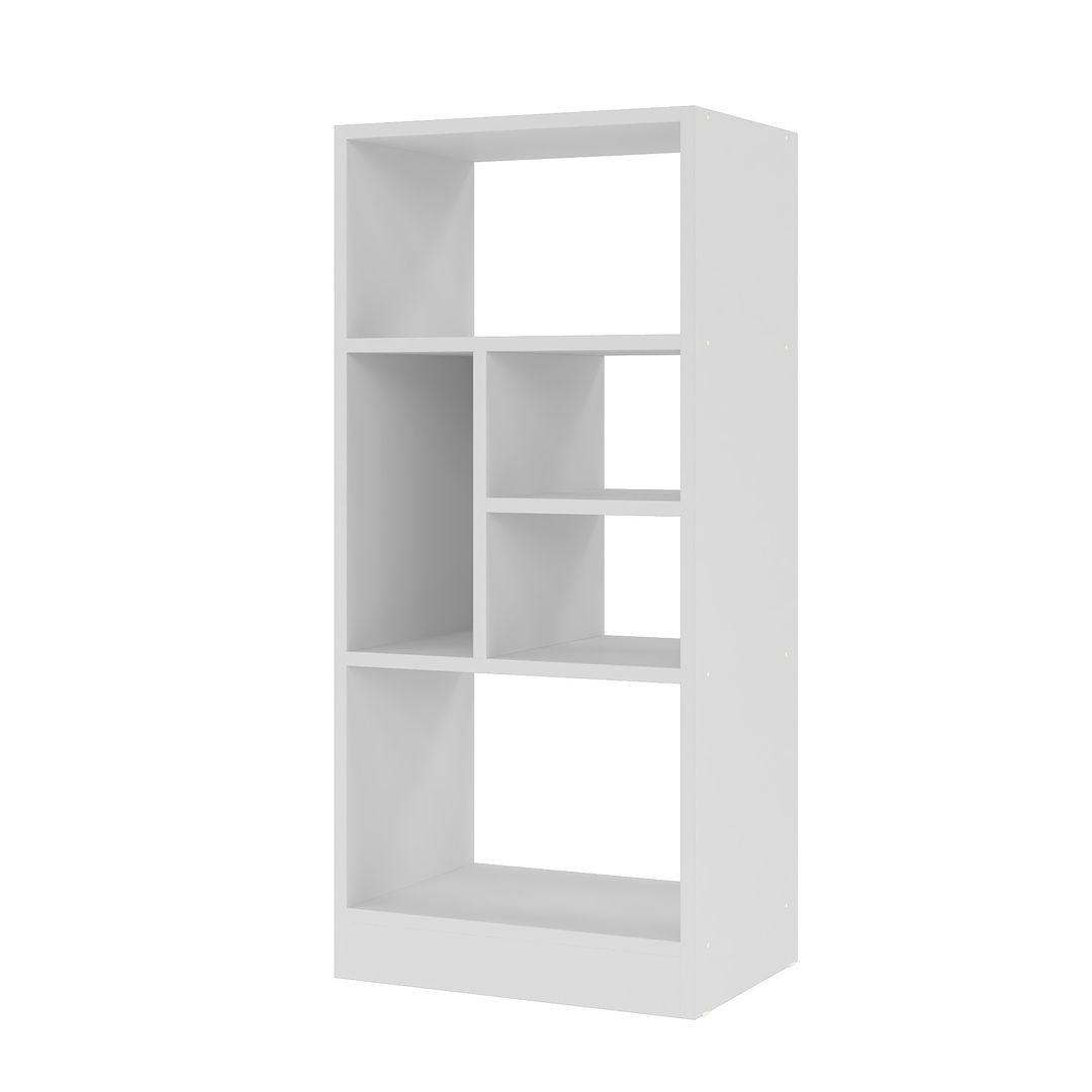 35.43" Valenca 5 Shelf Bookcase White - Manhattan Comfort: Particle Board Open Back, Fixed Shelves Storage