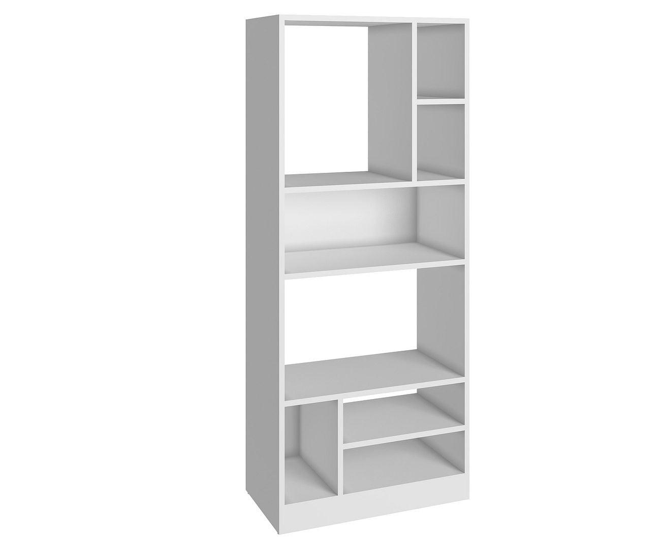 Valenca White Composite Wood 8-Shelf Mid-Century Modern Bookcase