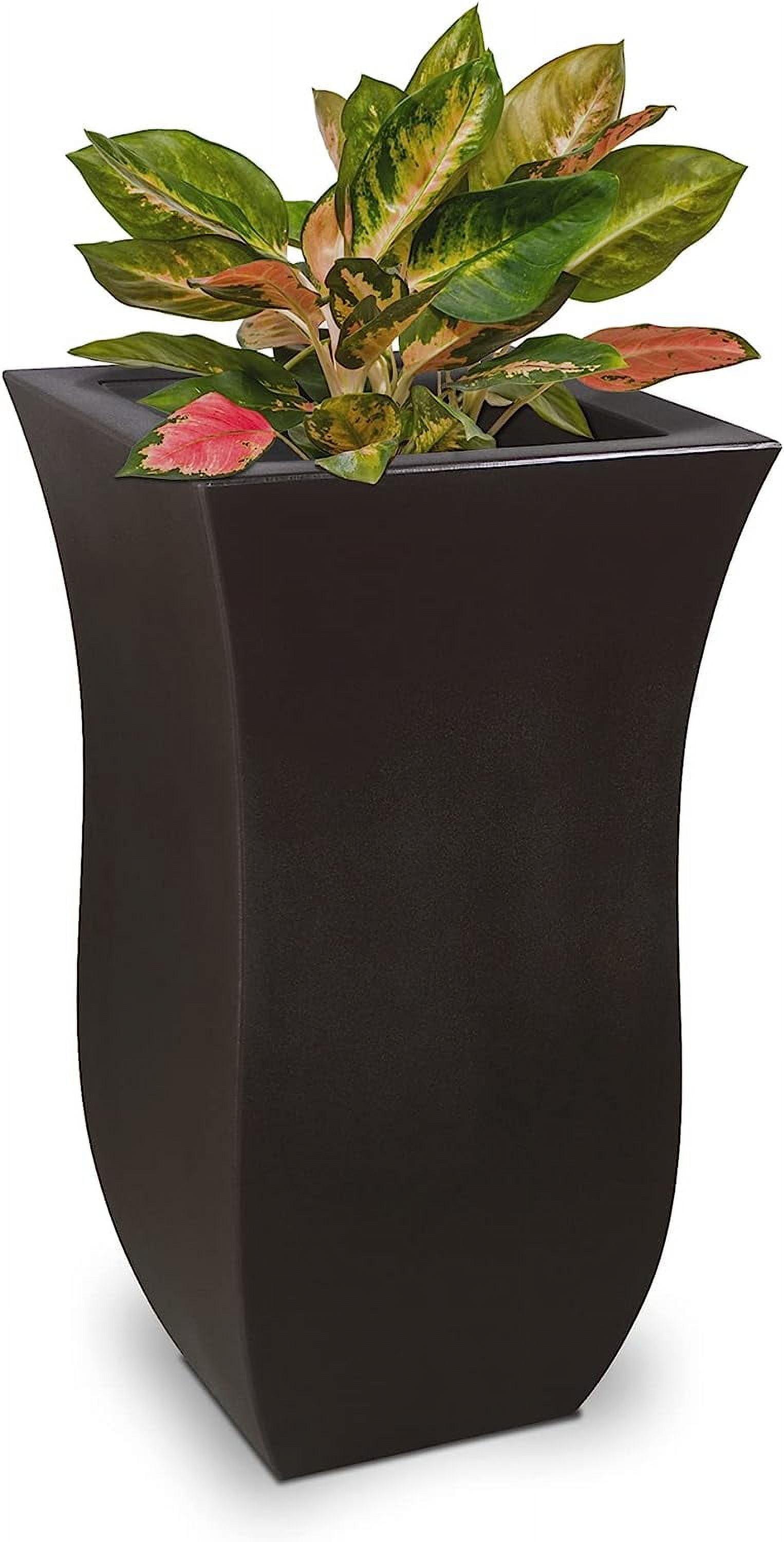 Espresso Polyethylene Tall Outdoor Planter with Double Wall