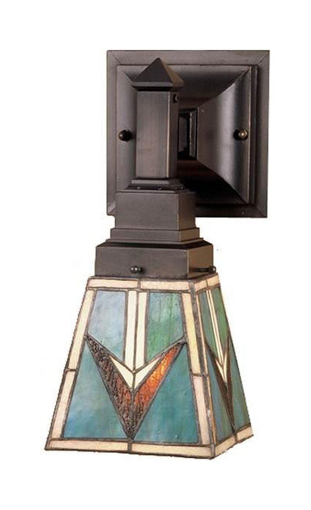 Valencia Mission Bronze Wall Sconce with Dimmable Stained Glass Shade